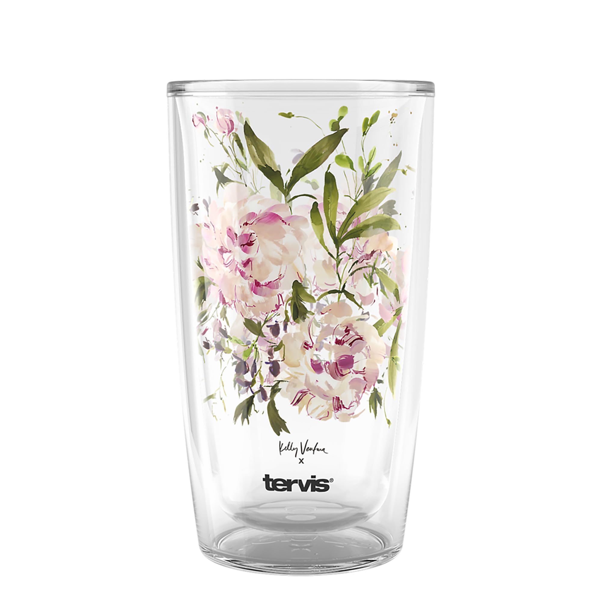 Tervis Kelly Ventura Floral Vista Crystal Collection Pink Peony Made in USA Double Walled Insulated Tumbler Travel Cup Keeps Dri