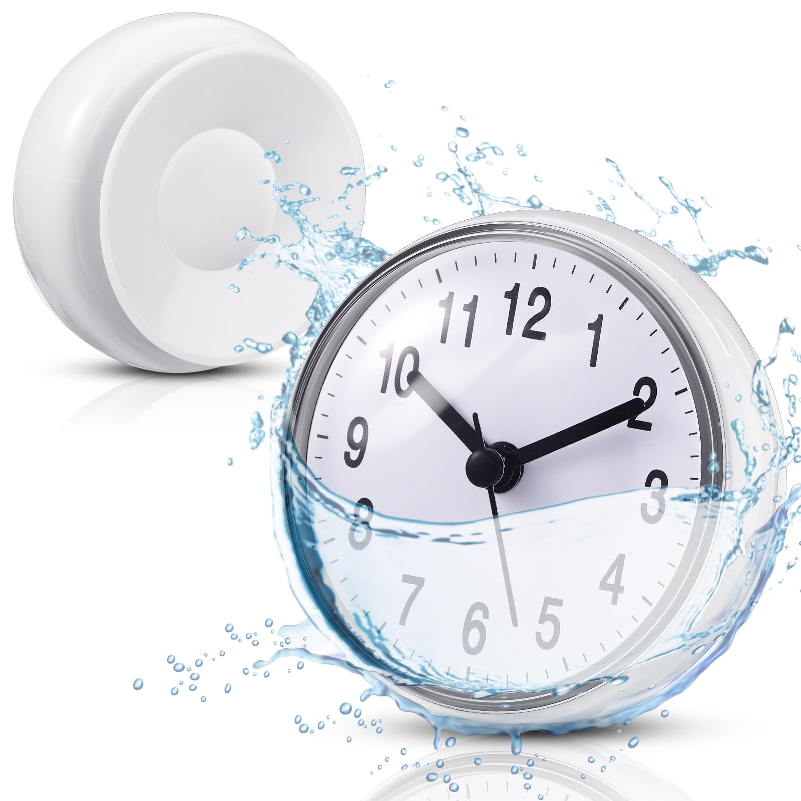 Weewooday Bathroom Clock White Shower Wall Clock Water Resistant Clock Waterproof Clock Small Digital Clock Bathroom With Easy R