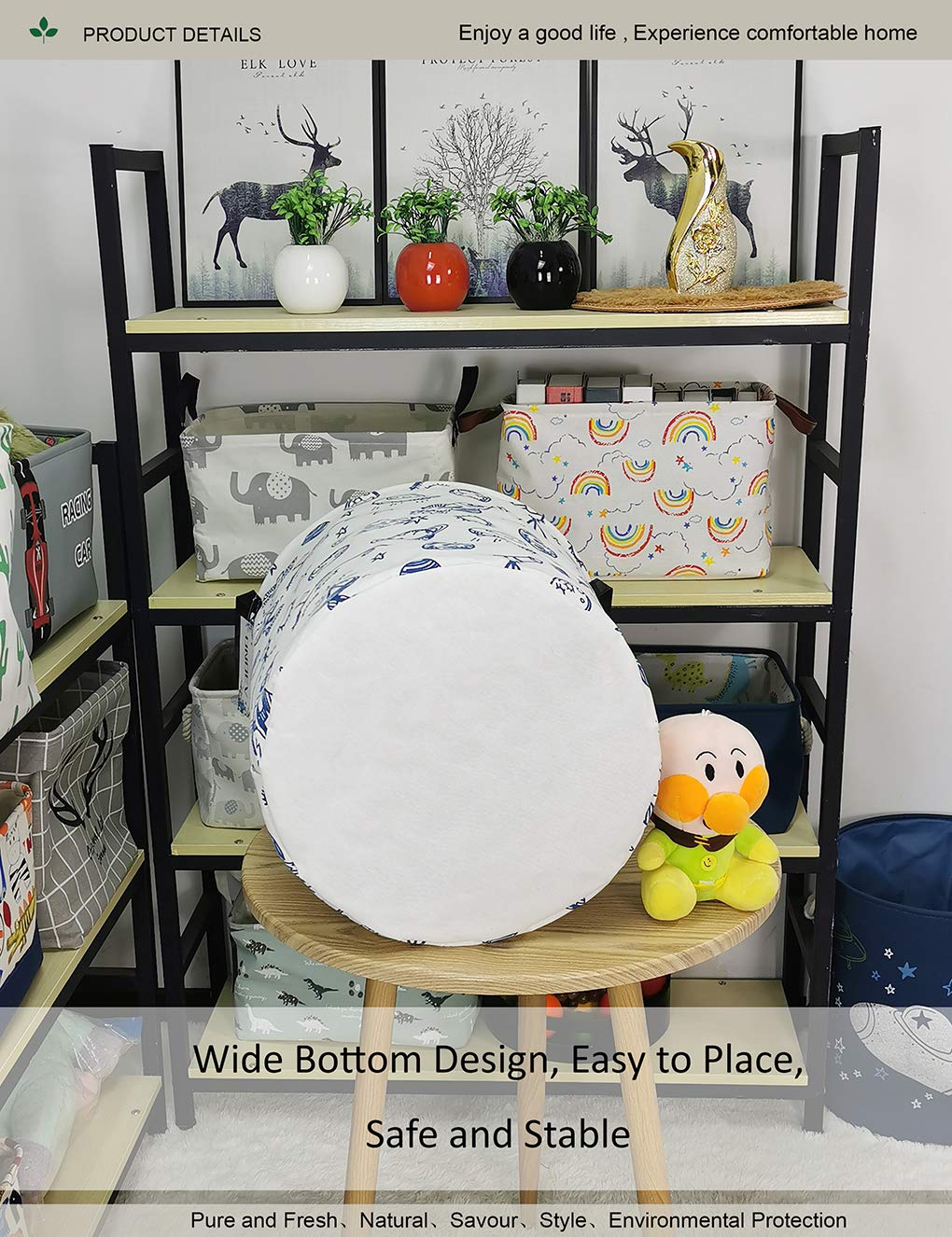 ONOEV Round waterproof laundry basket,gift basket,suitable for children s room and toy storage(musical instrument)