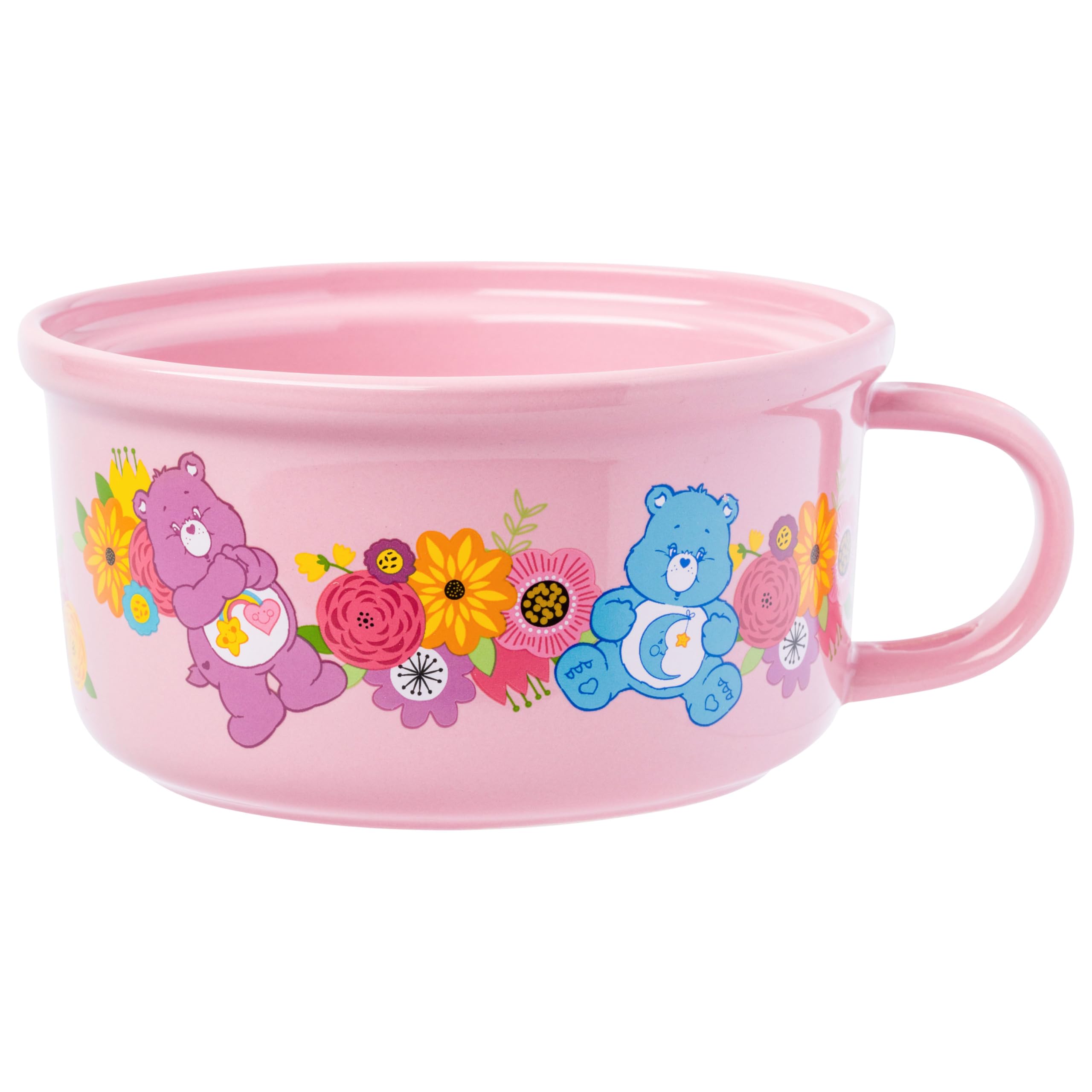Silver Buffalo Care Bears Soup Mug And Bowl Lid With Spoon And Chopsticks Featuring Bedtime Bear, Best Friend Bear, Wish Bear, A
