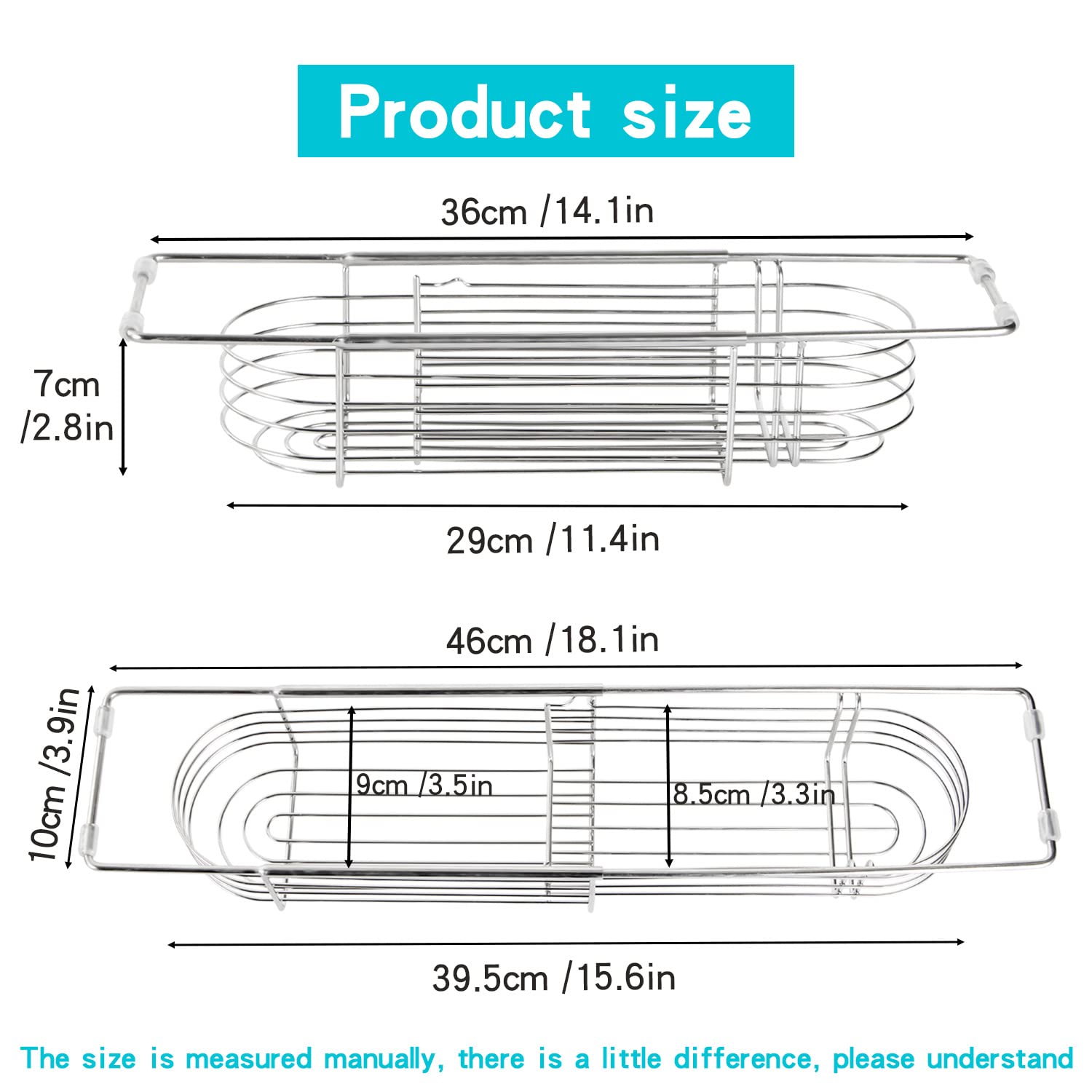 Retractable Sink Drain Rack, 304Stainless Steel Expandable Sink Storage Rack, Adjustable Sink Rack, Kitchen Sponge Drying Rack,