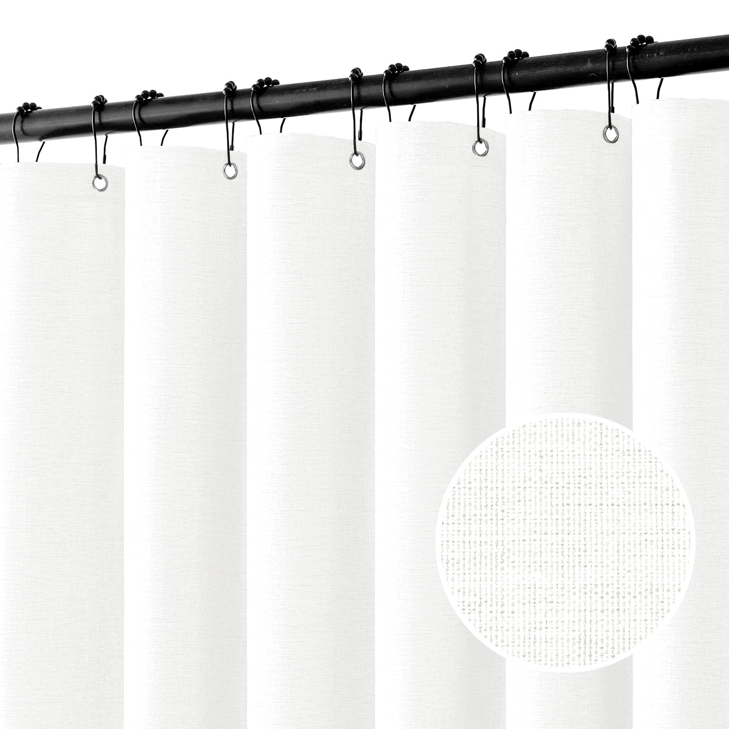 Miulee Linen Shower Curtain With 12 Metal Hooks Modern Heavy Duty Washable Fabric Shower Curtain Set Waterproof Thick Cloth Show