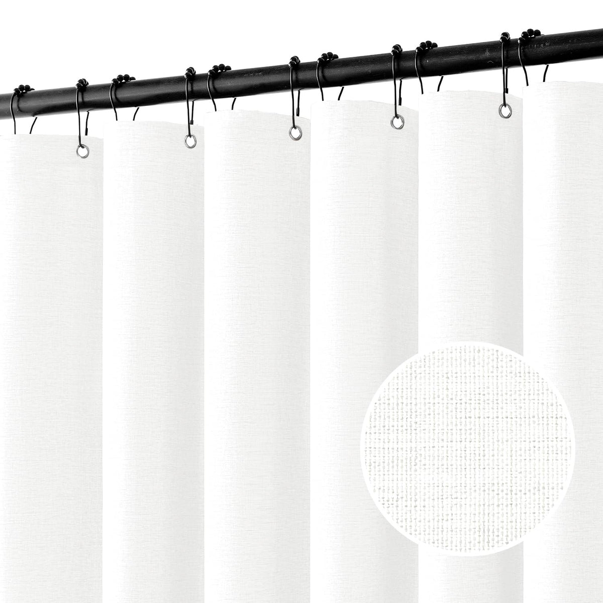 Miulee Extra Long Linen Shower Curtain 90 Inches Long With 12 Metal Hooks Washable Heavy Fabric Shower Curtain Set Waterproof Th