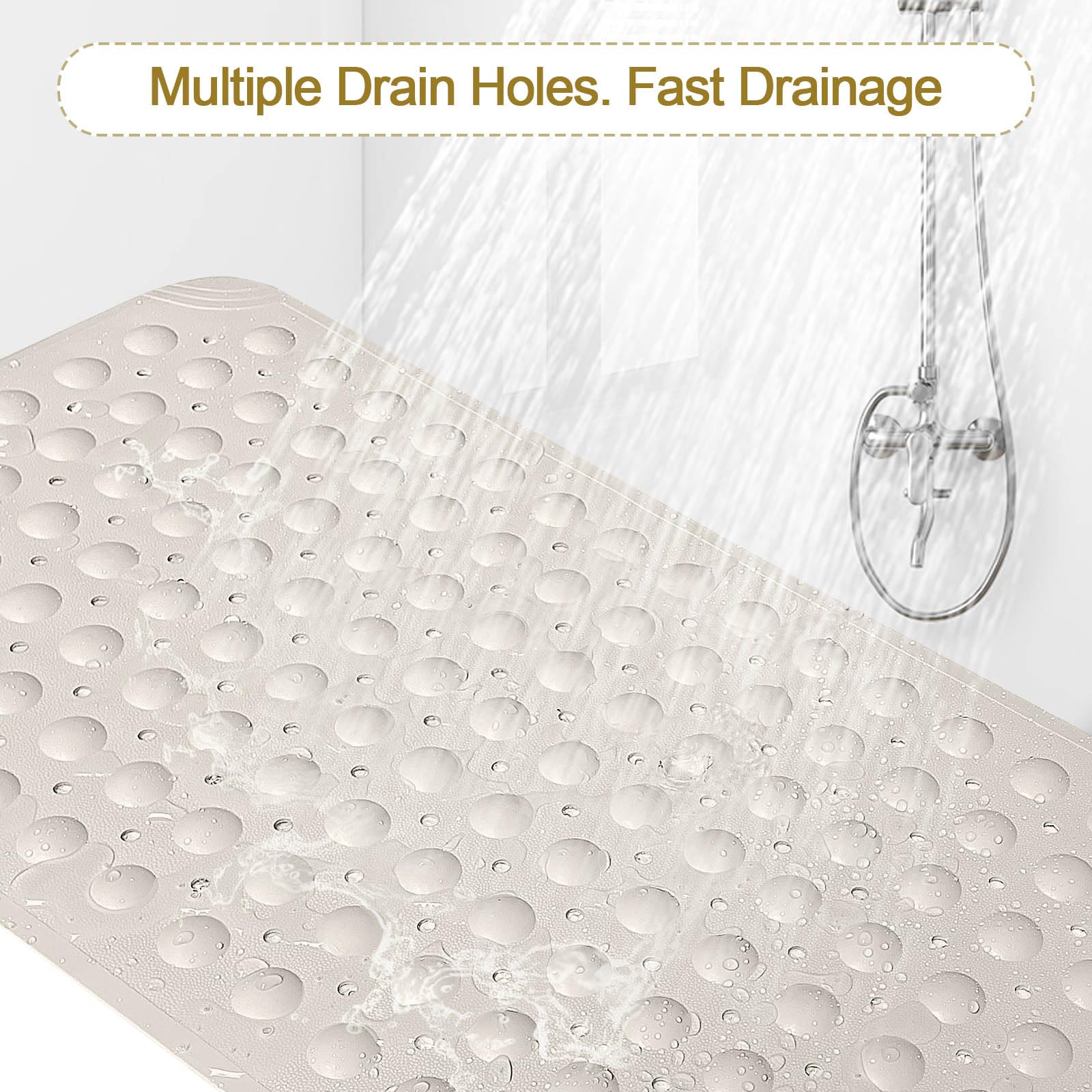 Warmsnow Non Slip Shower Mats For Inside Shower 15 X 27.5 Inch, Tpe Bathtub Mat Non-Slip, Bath Mat For Tub With Suction Cups, Dr