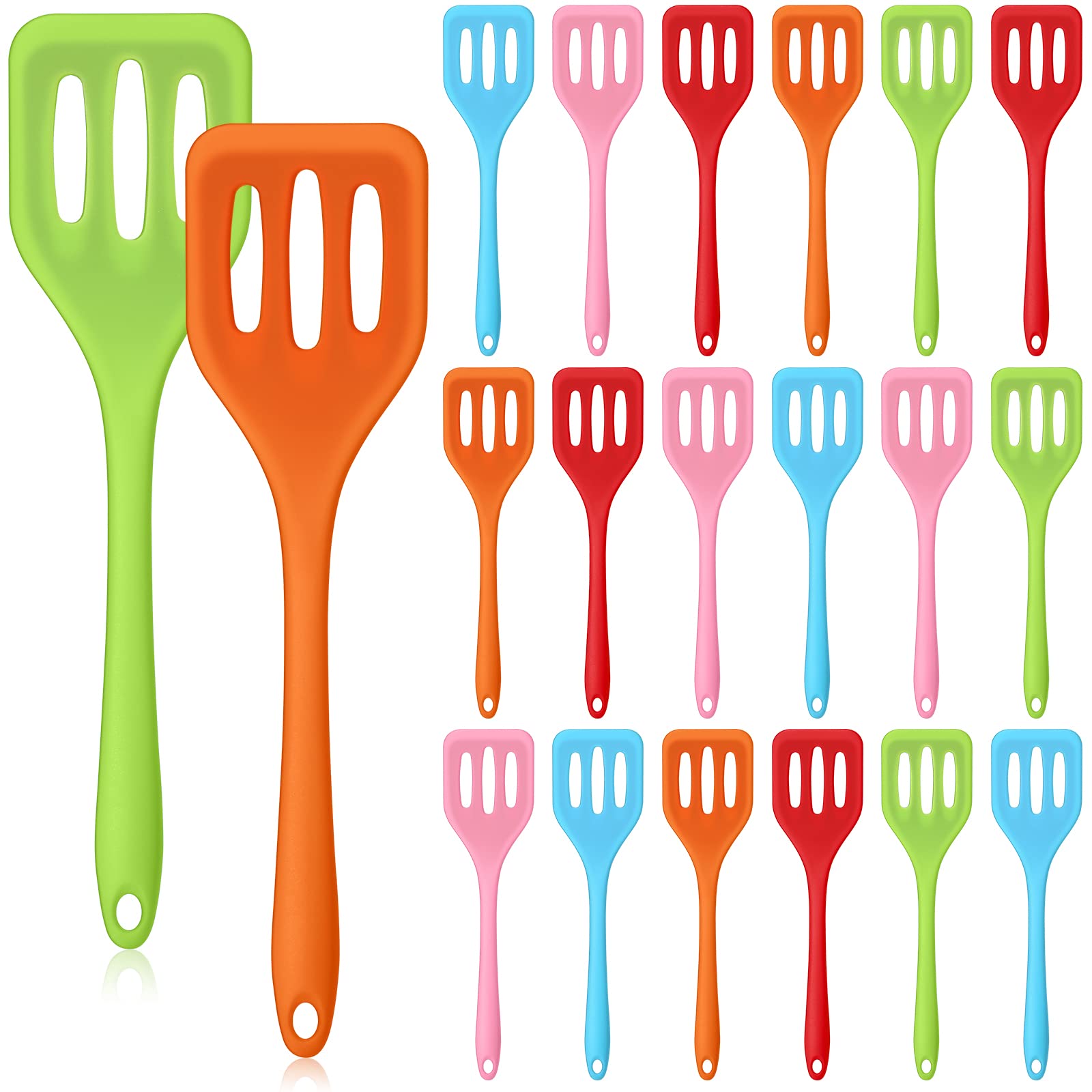 Rtteri 20 Pcs Small Serving Spatula High Heat Resistant Silicone Turner Flexible Nonstick Egg Spatula Flipper Mini Slotted Spatu