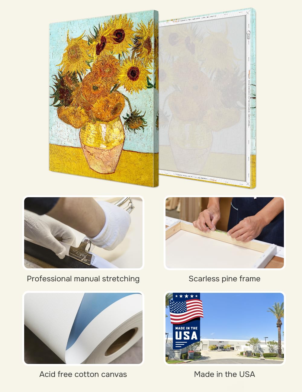 Decorarts - Twelve Sunflowers, Vincent Van Gogh Reproductions. Oversize Giclee Canvas Print Wall Art For Home Wall Decor. 30X40X