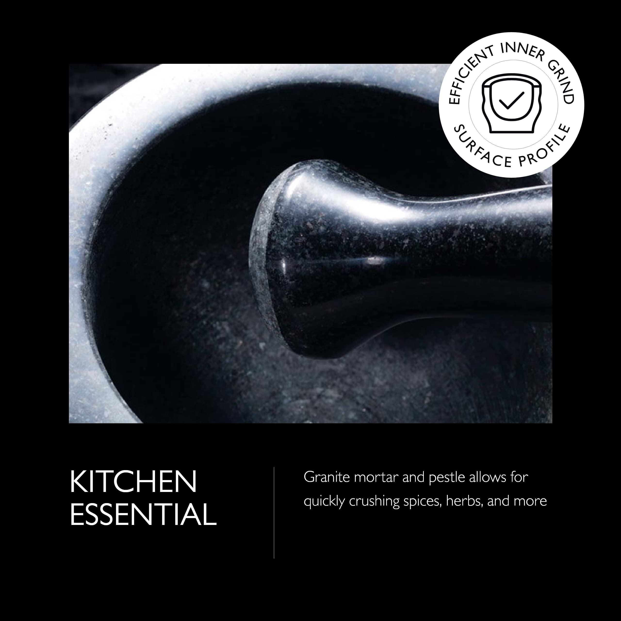 Cole & Mason 5.5-Inch Granite Mortar & Pestle - Unpolished Stone Mortar & Pestle For Kitchen - Small Grinding Bowl For Herbs And