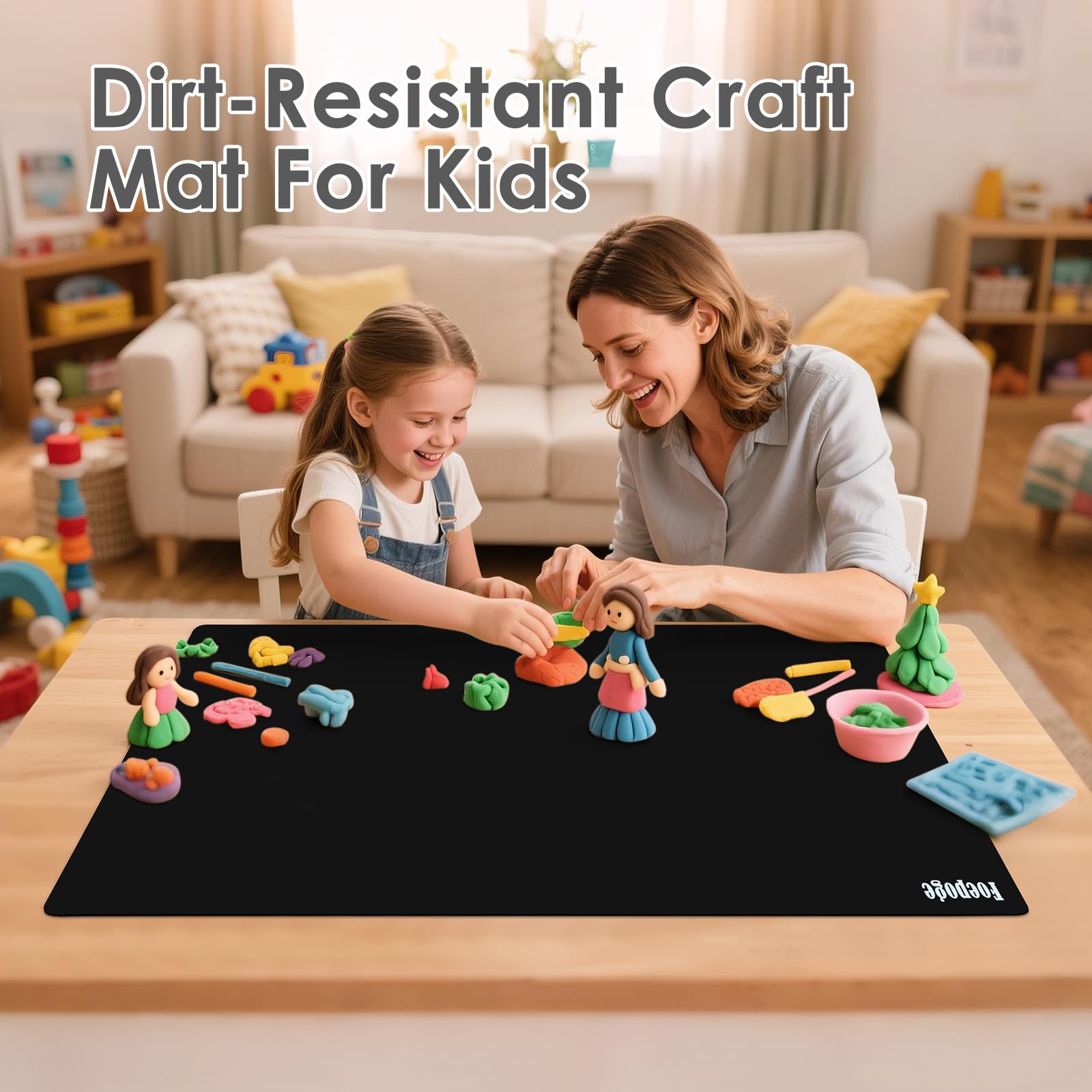 36.2'' x 24'' Extra Large Silicone Mat for Epoxy Resin  Nonstick Silicon Mats for Crafts Jewelry Casting  Non-Slip Kitchen Table Placemats for Countertop Protector Heat Resistant by Foepoge  Black
