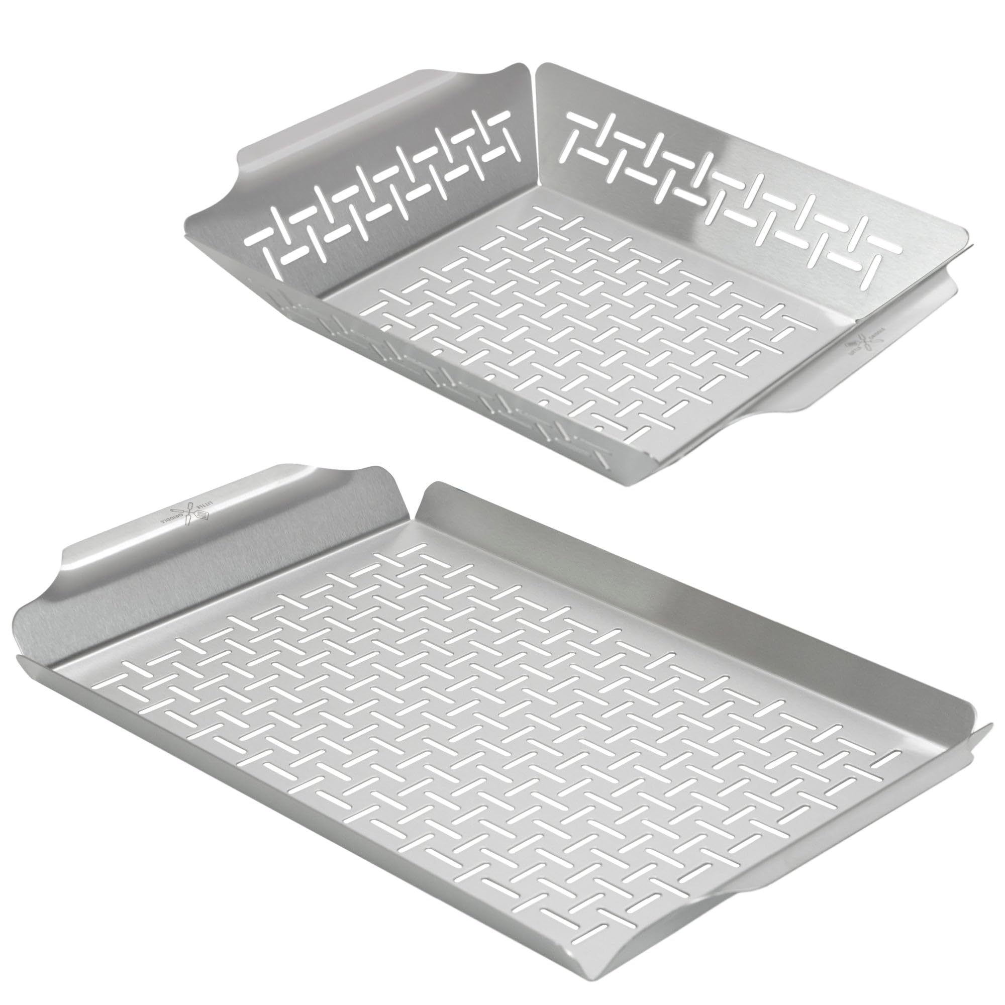 Little Griddle Gt-525 Grill Pan And Grill Basket Set, High Sidewalls With Built-In Handles, Stainless Steel & Vented Design - Si