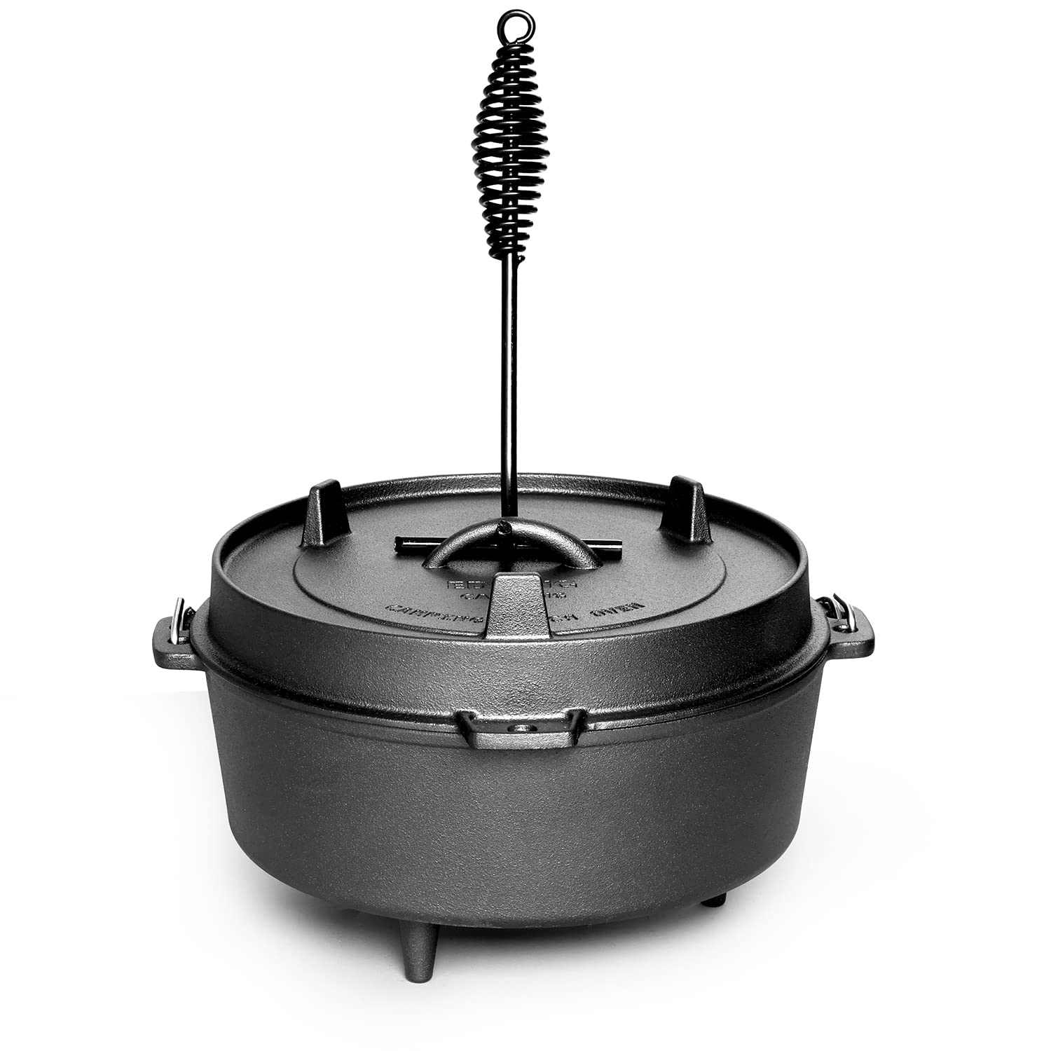 Edging Casting Pre-Seasoned Cast Iron Dutch Oven With Skillet Lid, Outdoor Camping Deep Pot For Camping Fireplace Cooking Bbq Ba