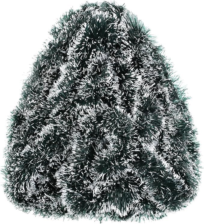 JXITON 33FT Christmas Tinsel Garland Green Metallic Hanging Twisted Garland Greenery Garlands for Christmas Tree Fireplace Mantl