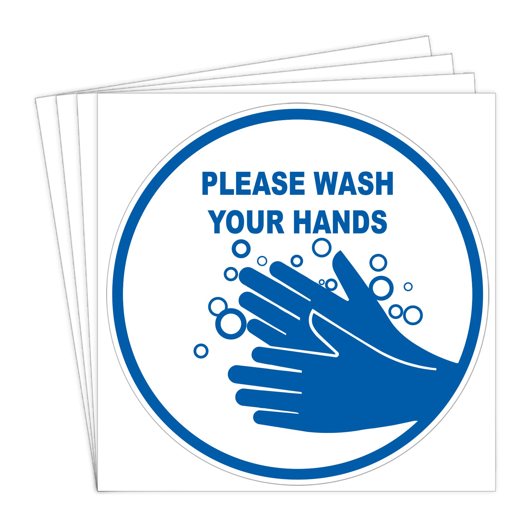 Dealzepic - Please Wash Your Hands Sign Sticker - Self Adhesive Peel And Stick Waterproof Warning Vinyl Decal - 3.94 Inches In D