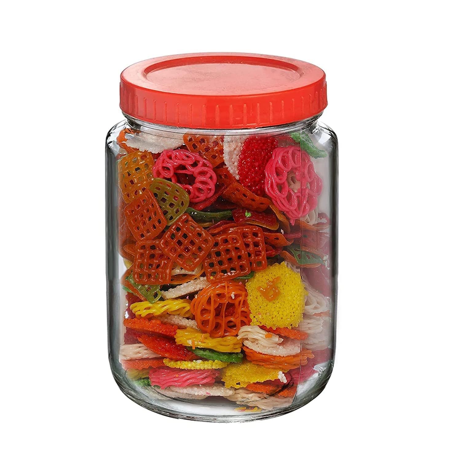 Cloudmart Yera Glass Round 1Kg Containers For Kitchen Pantry, Snacks, Masala, Honey, Pickles, Cookies, Dry Fruits, And Coffee Be