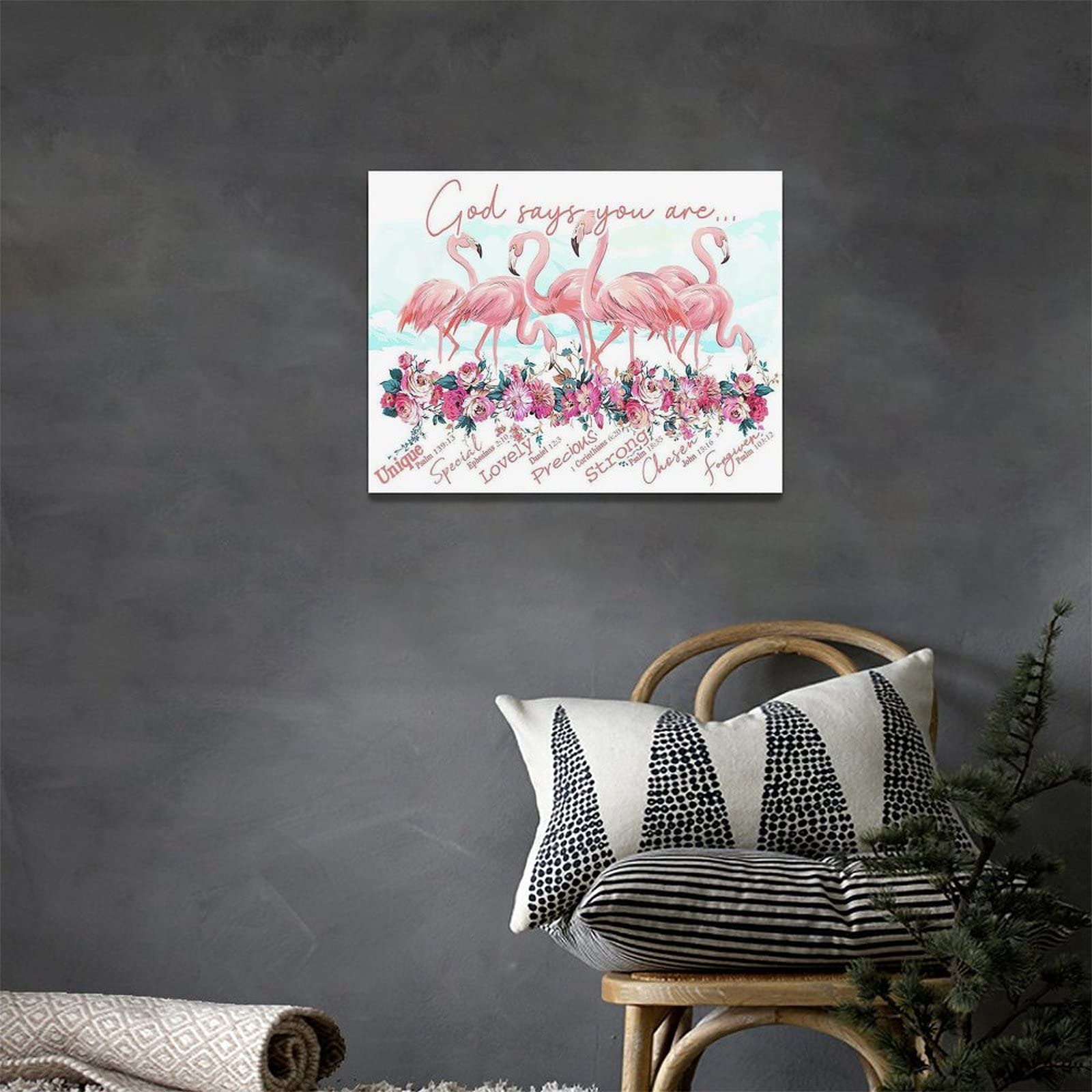 Pink Flamingo Wall Art Flamingo Bathroom Pictures Wall Decor Flamingo Canvas Painting Prints God Says You Are Inspirational Quot