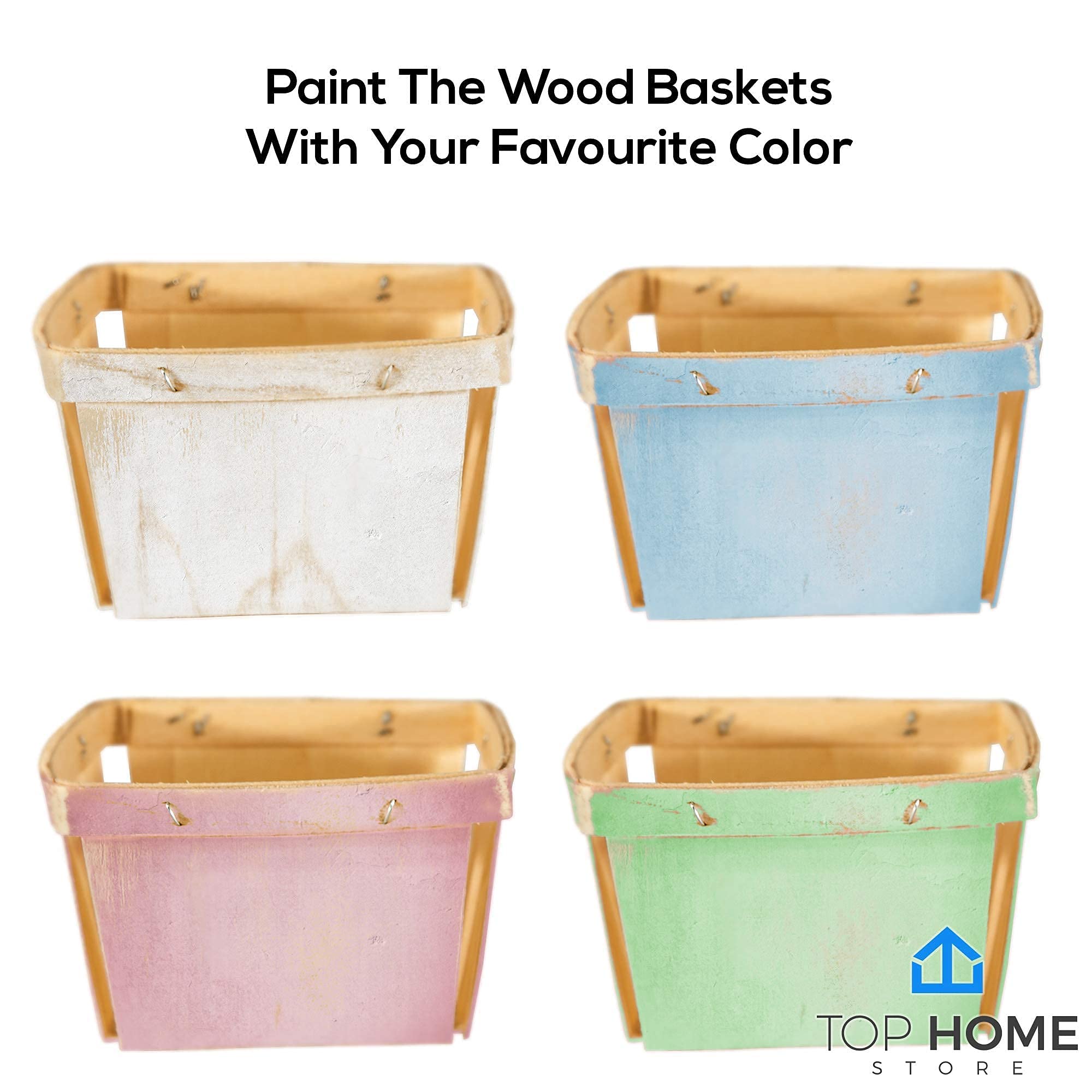 One Pint Wooden Berry Baskets (10 Pack); For Picking Fruit Or Arts, Crafts And Decor; 4    Square Vented Wood Boxes
