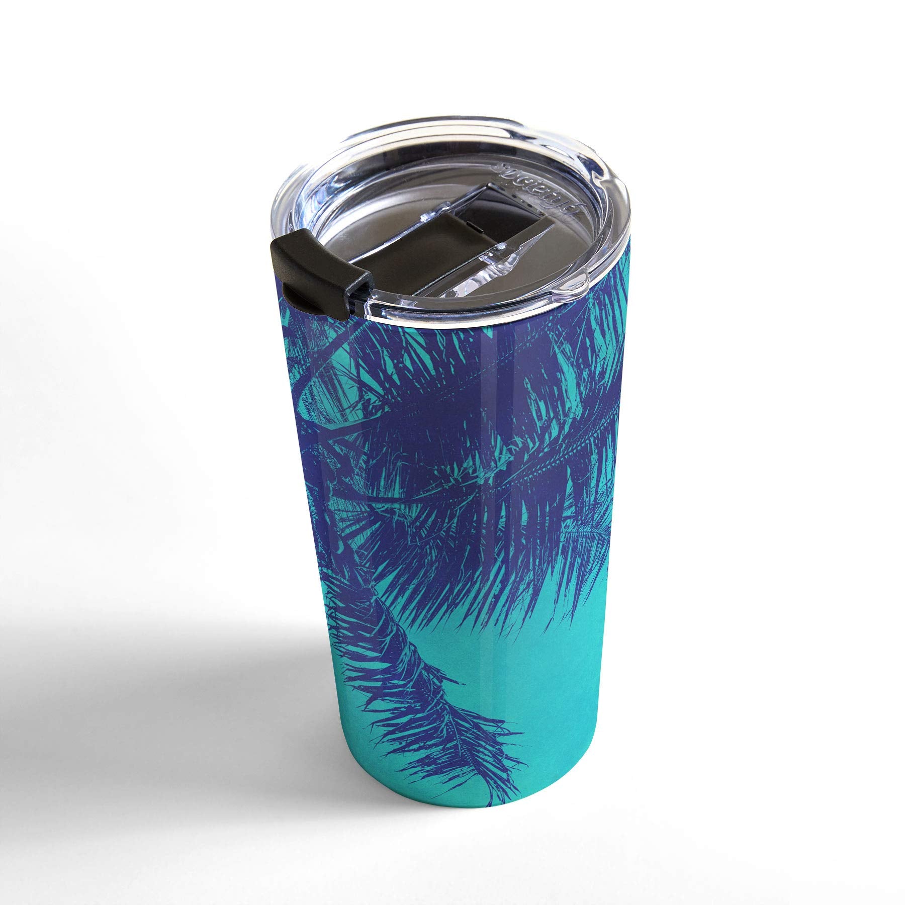 Society6 Nature Magik Palm Trees Summer Turquoise Travel Mug, 20Oz, Blue