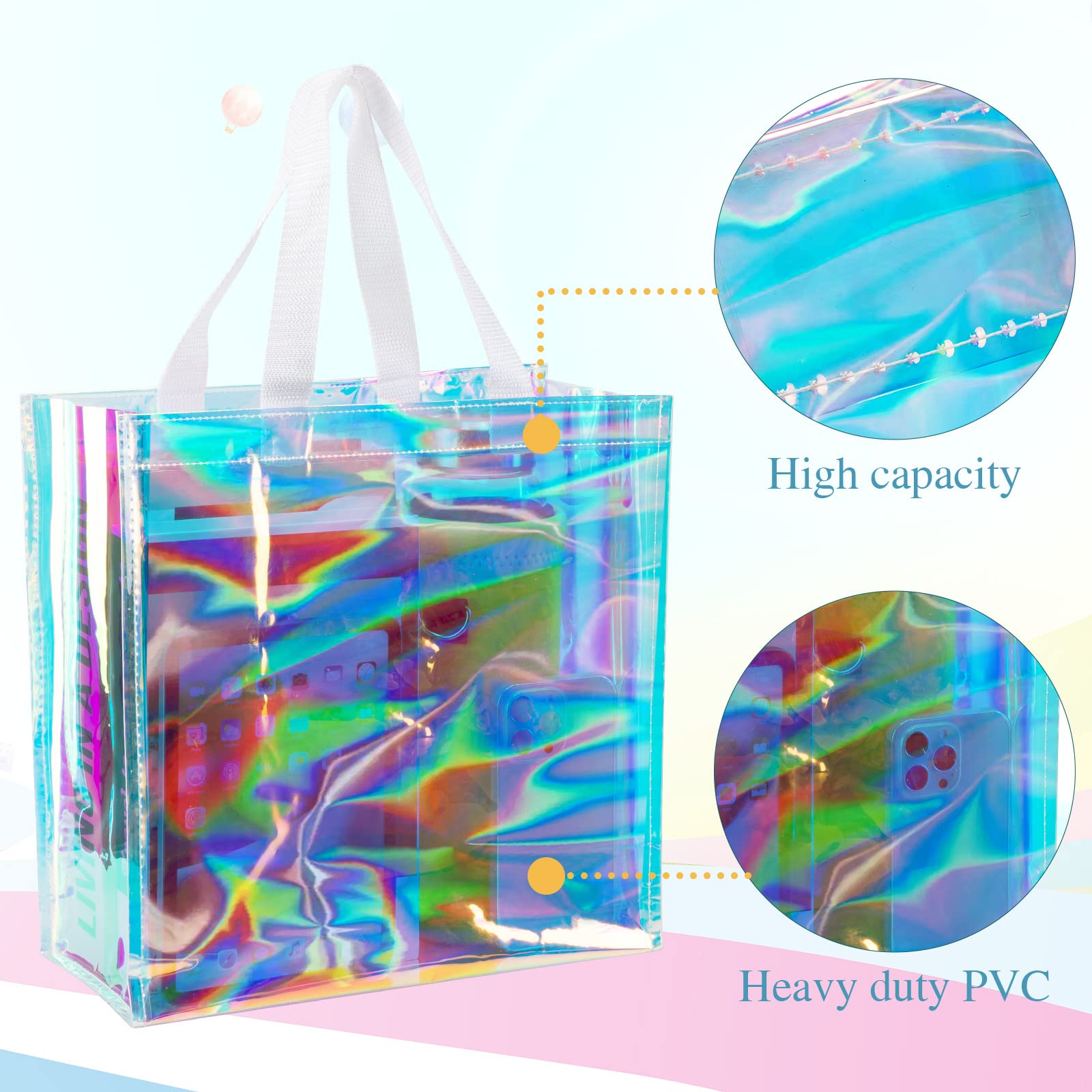 Saintrygo 12 Pcs Bulk Stadium Approved Clear Tote Bags Festival Gift Bags With Handles 12 X 12 X 6 In Plastic Tote Bag For Work
