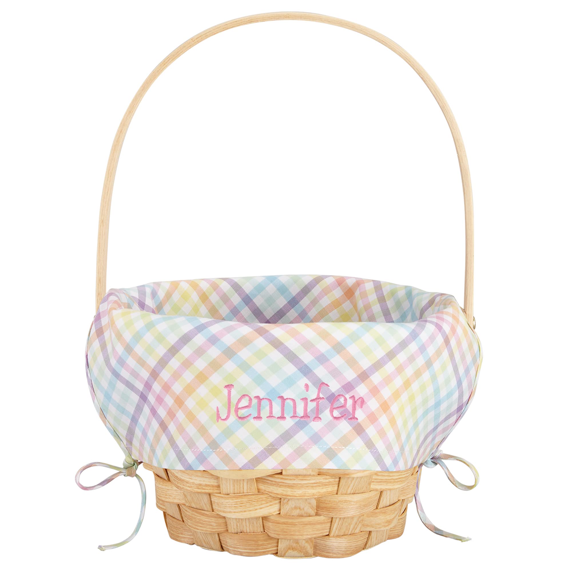 Let'S Make Memories Personalized Create Your Own Wicker Easter Basket - Pink Gingham Design - Basket Only - Customize With Any N
