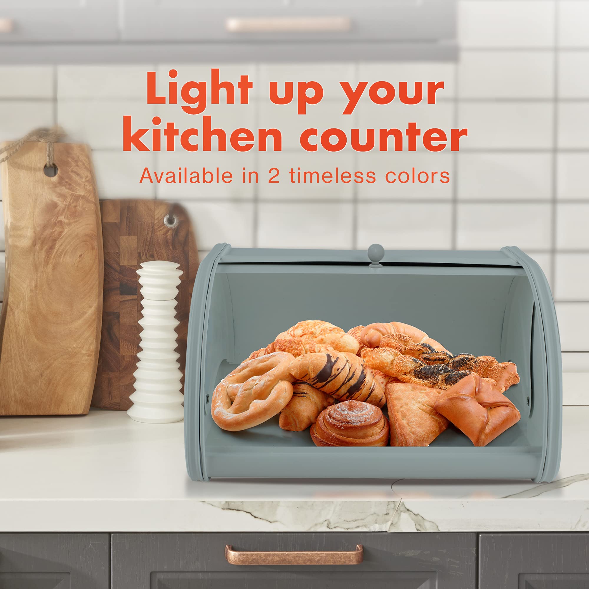 Bread Box For Kitchen Countertop, Bread Container Metal Bread Saver, Bread Storage Container Bread Bin, Bread Keeper Kitchen Far