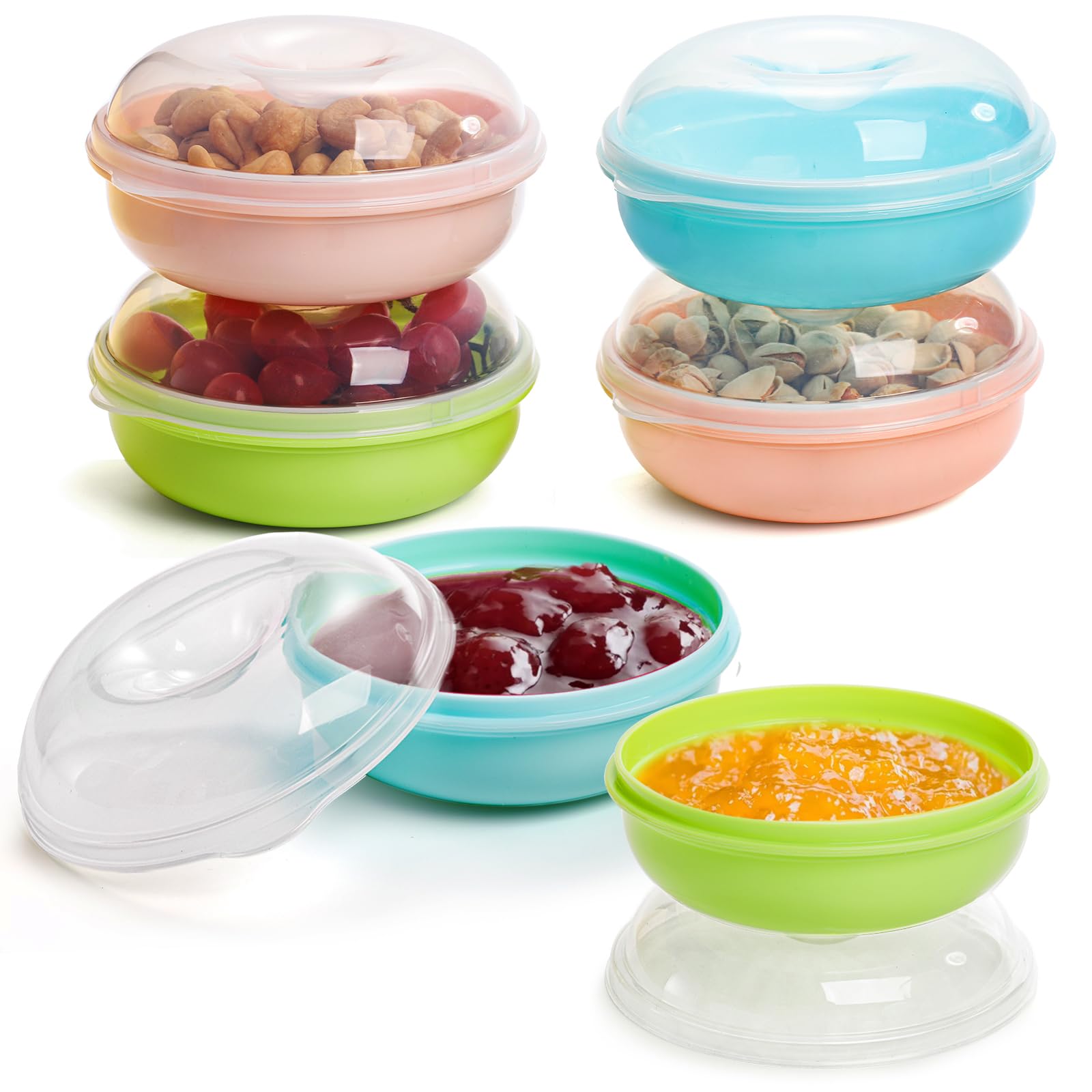 Frcctre 6 Pack Bagel Keeper, Round Bagel Fresh Saver Donut Keeper Holder, Reusable Bagel Storage Container Bagel Fruit Storage B