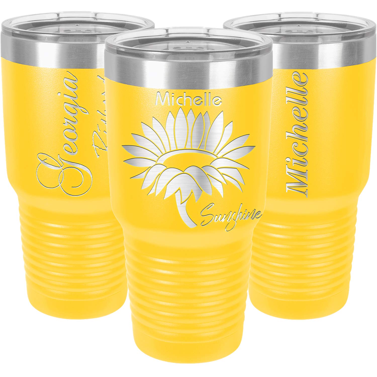 Personalized Tumblers With Lids And Straws,Sunflower Engraved In Usa By Iproductsus,30Oz Vacuum Insulated Travel Coffee Mugs,Sta