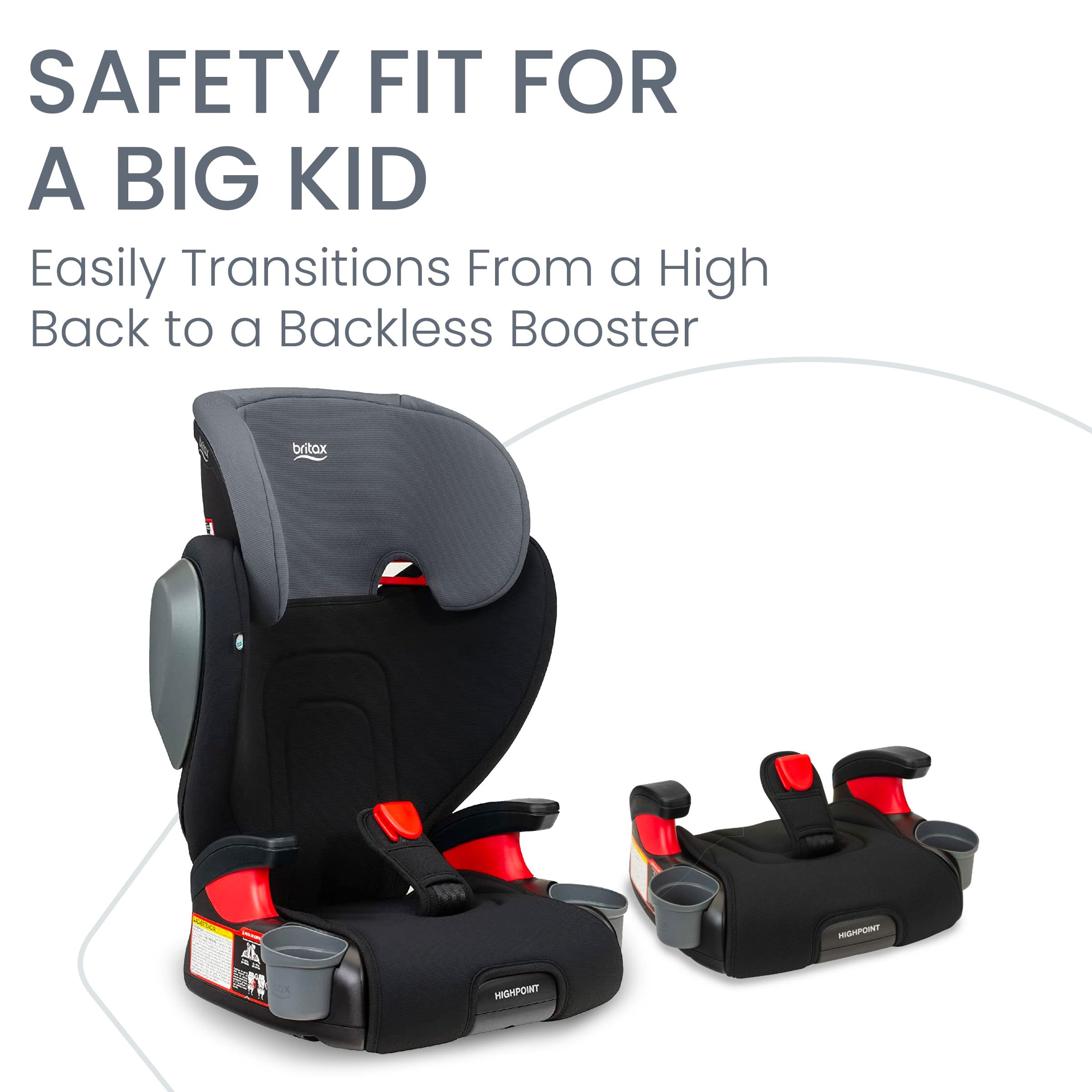 Britax Highpoint Backless Belt-Positioning Booster Seat, Safewash Black Ombre