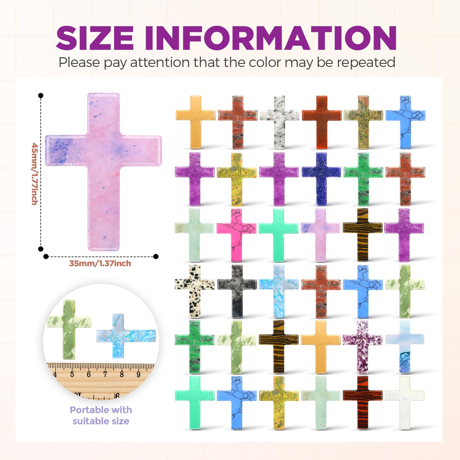 Nuenen 50 Pcs Cross Crystal Stone Bulks 1   Natural Crystal Wall Cross Shaped Worry Stones Charm Palm Pocket Quartz Gift Hallowe