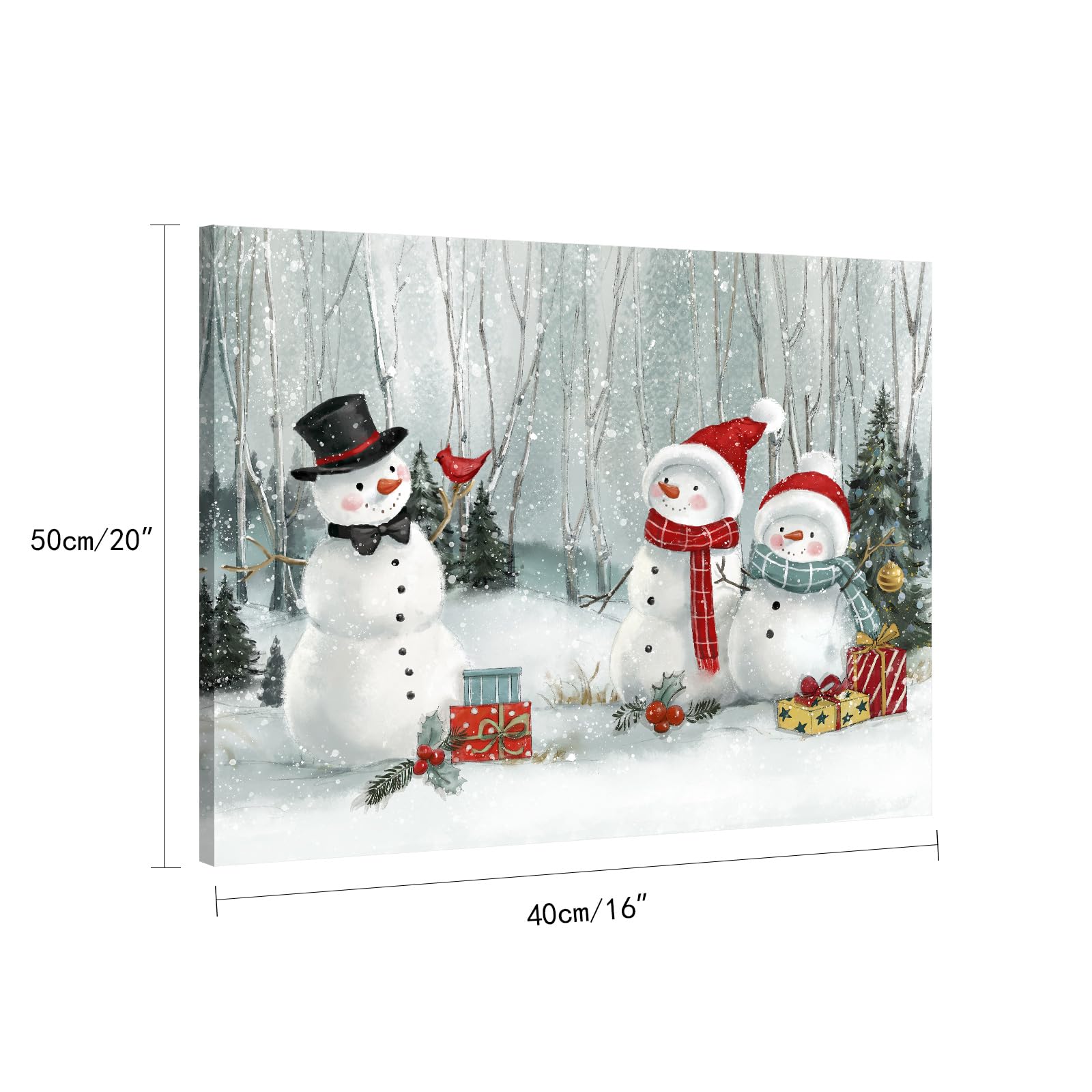 Christmas Snowman Wall Art Decor: Christmas Paintings Canvas Wall Art Prints Winter Scene Cardinal Bird Snowman Picture Wall Han
