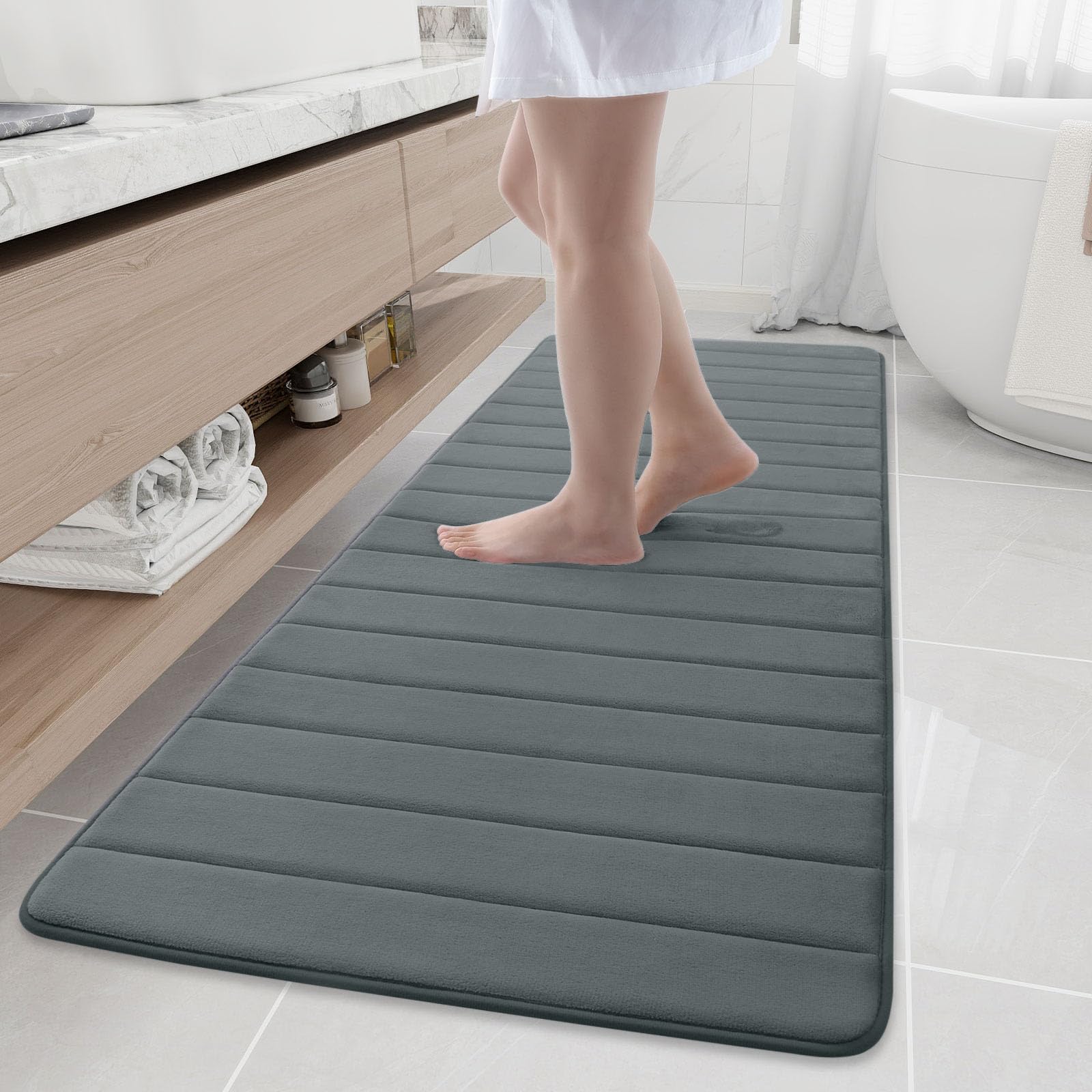 Buganda Memory Foam Bath Mat Rug, 70 x 24, Ultra Soft and Non-Slip Bathroom Rugs, Water Absorbent and Machine Washable Bath Rug 