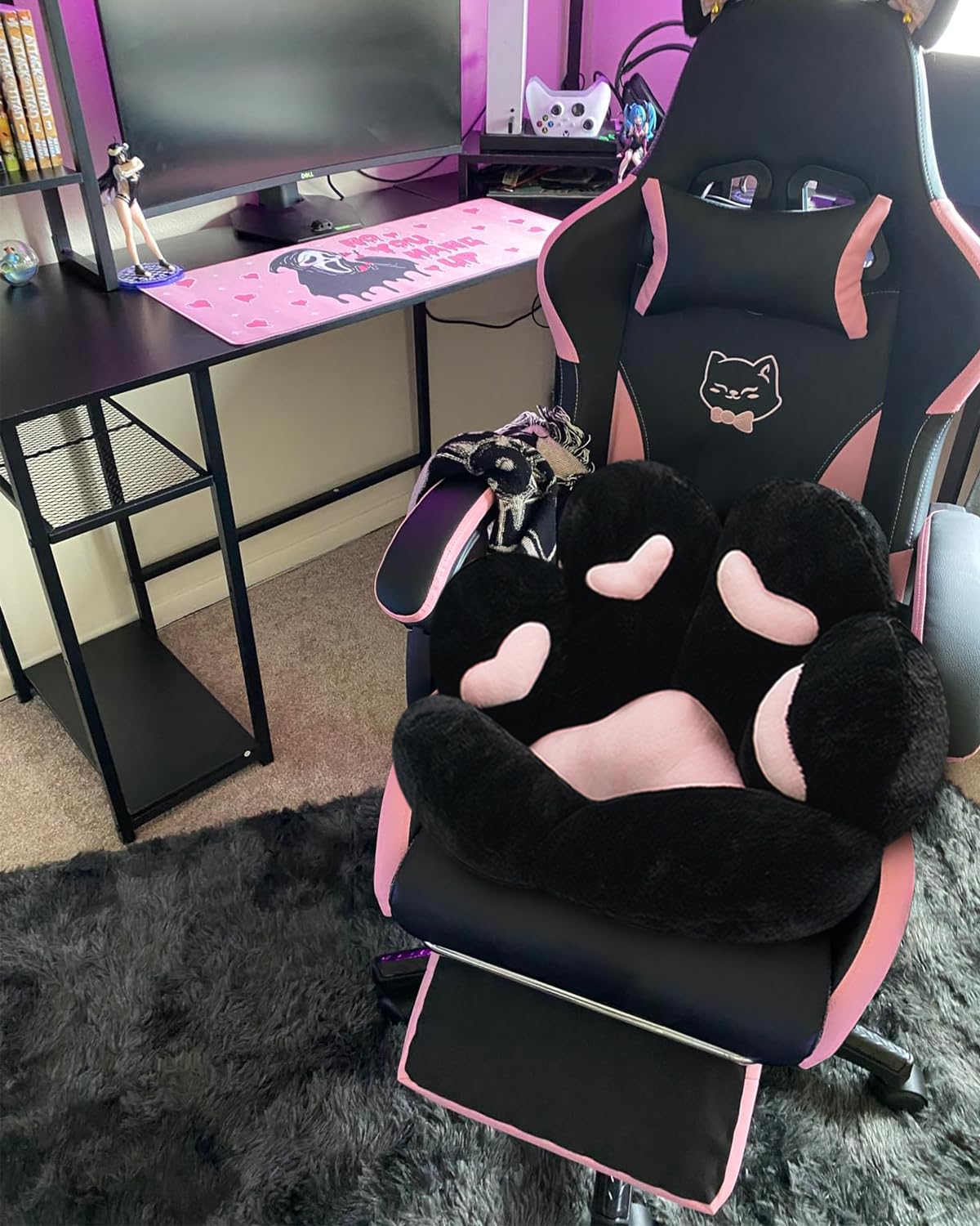 MOONBEEKI Cat Paw Cushion Chair Comfy Kawaii Chair Plush Seat Cushions Shape Lazy Pillow for Gamer Chair 24x 22 Cozy Floor Cute