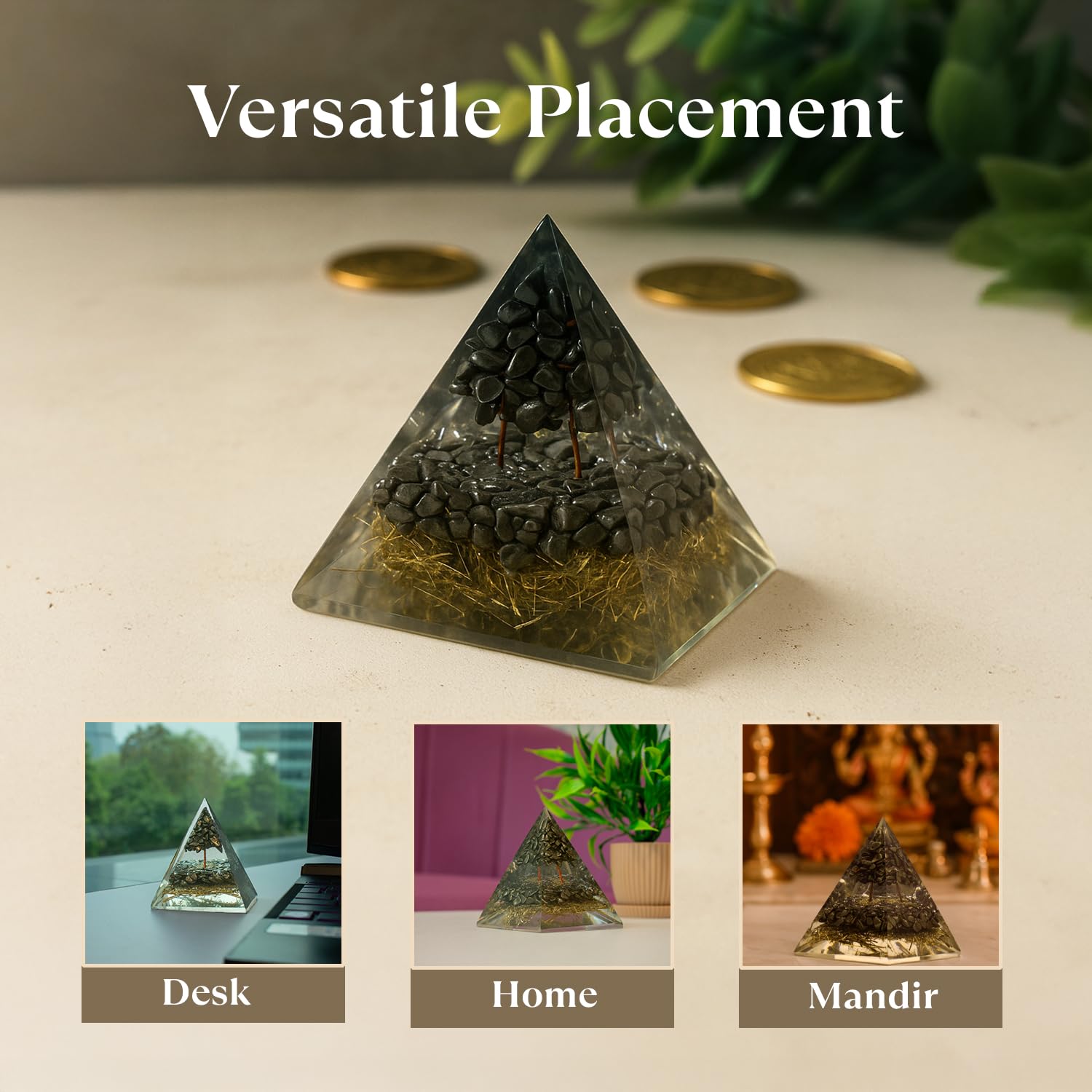 Astrotalk Pyrite Money Magnet Pyramid | Pyrite Stone Infused Vastu Pyramid for Wealth & Abundance | Vastu Items for Home & Office | Attracts Prosperity, Success & Positive Energy