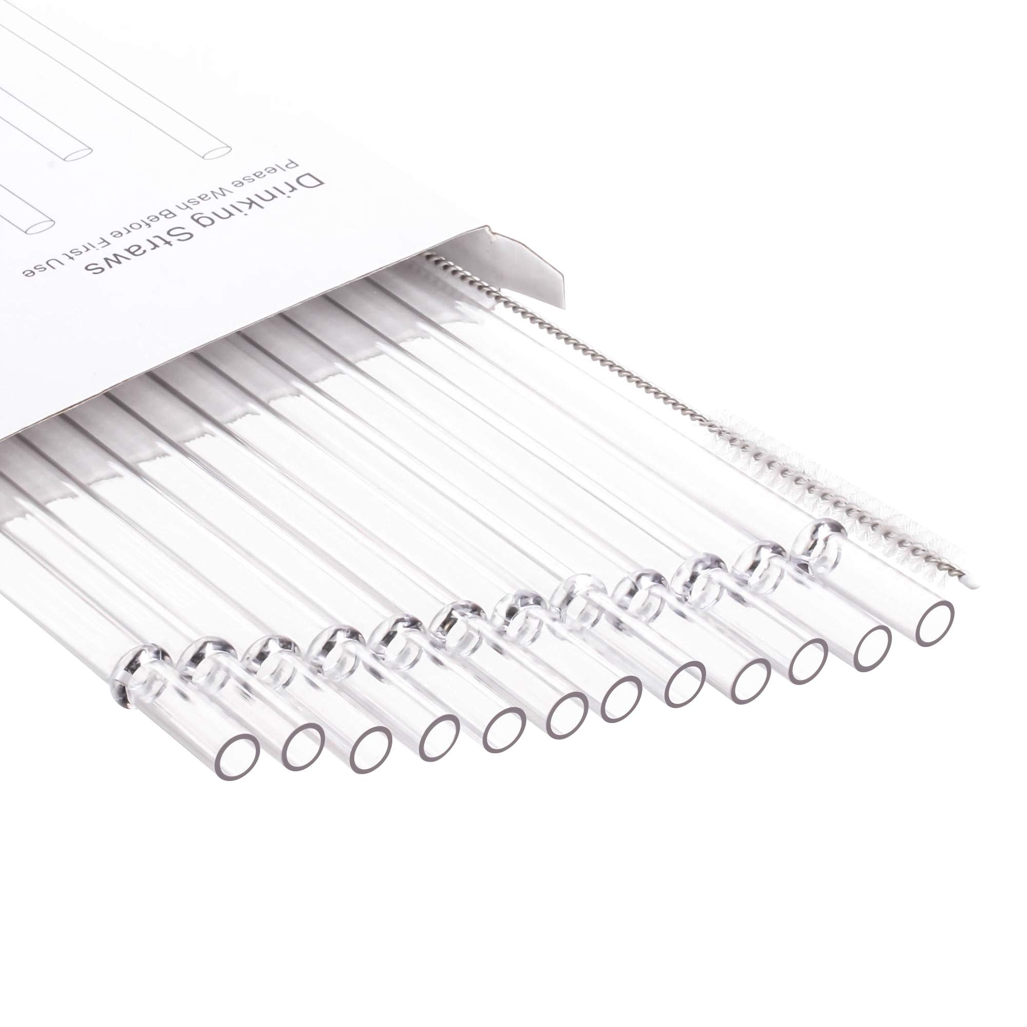 Dakoufish 12 Long Clear Reusable Plastic Replacement Drinking Straws for 40oz 30oz 24oz Mason Jar,Tumblers, Set of 12 with Clean