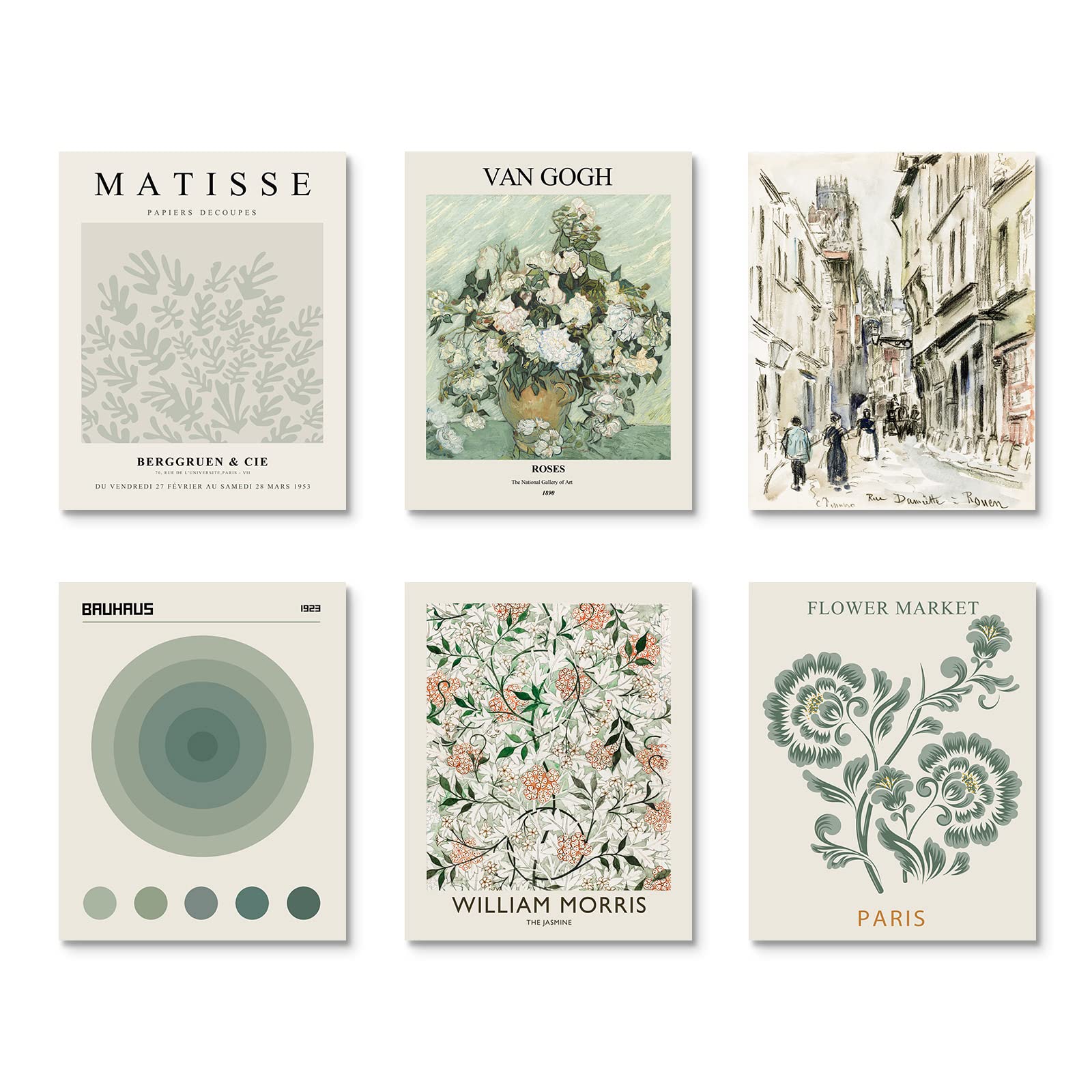 Habseligkeit Sage Green Master Wall Art Prints, Abstract Matisse Wall Art Exhibition Posters, Vintage Art Boho Art Prints, Retro