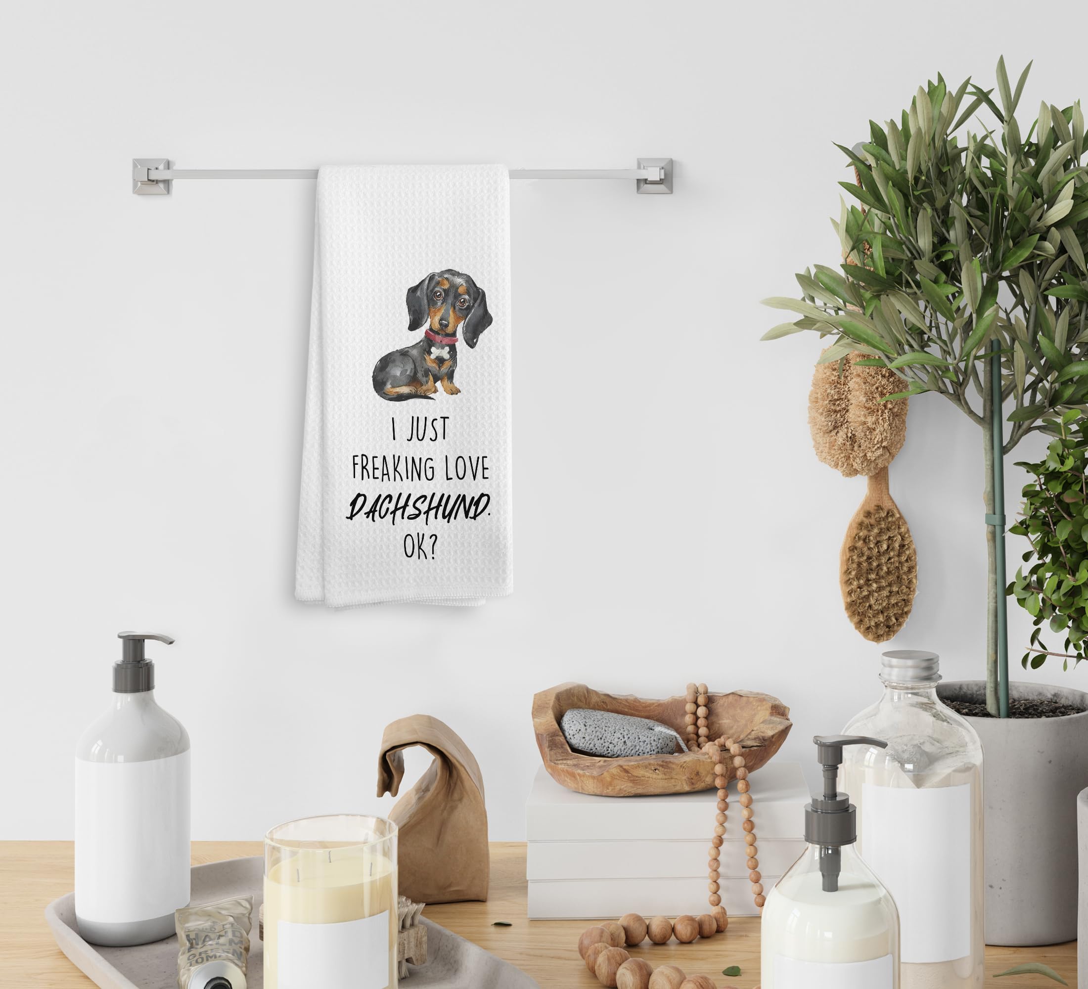 NOQL Dachshund Kitchen Towels and Dishcloths, Wiener Dog Gifts for Women, 1624 Inches(Dachshund-3)
