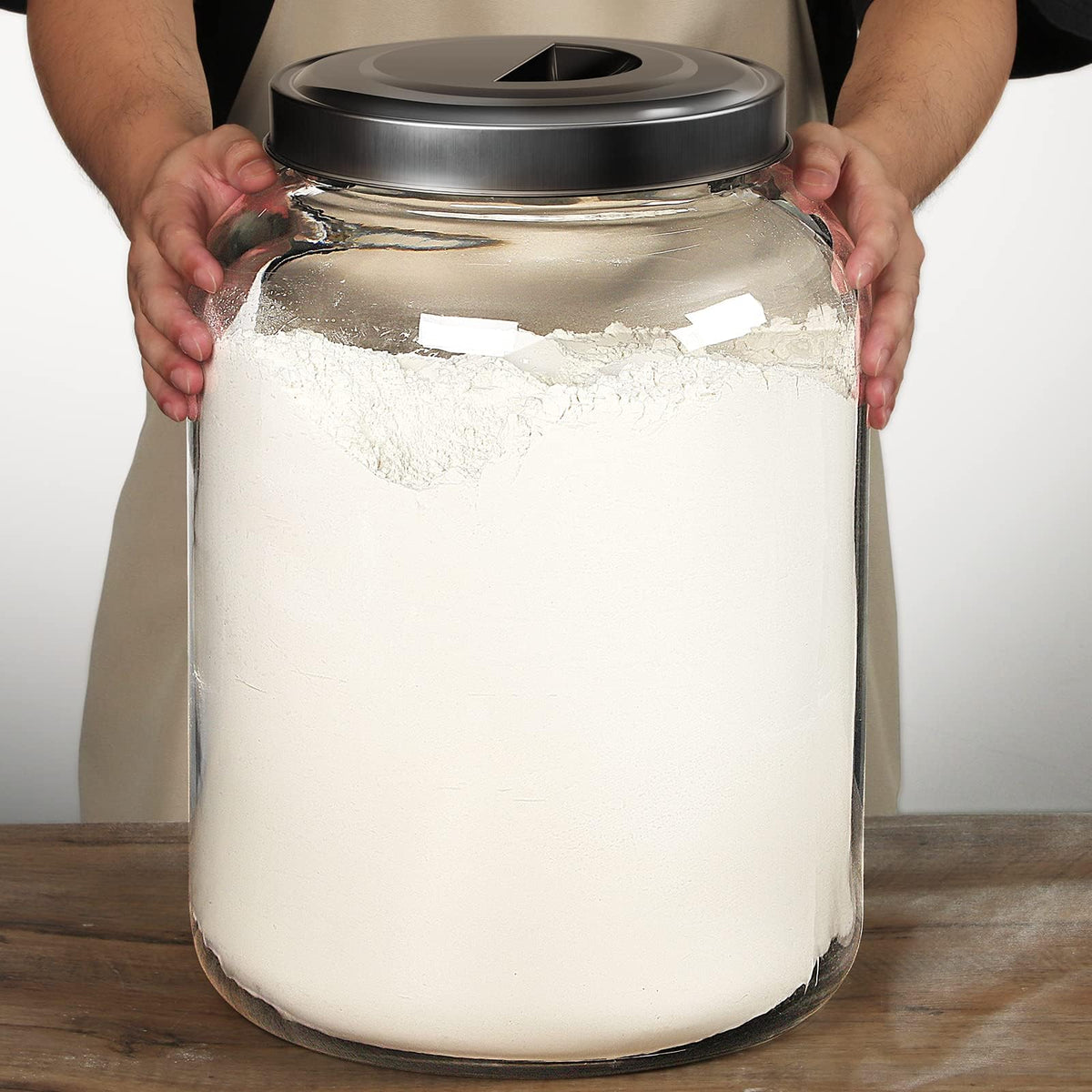 Daitouge Large Storage Glass Jars With Metal Lids, 5.5 Gallon (21000 Ml) Canisters - Super Wide Mouth Heavy Duty With For Storin
