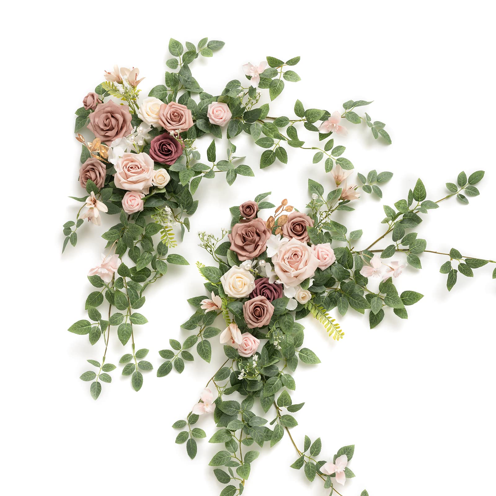 Lings Moment 2PCS Dusty Rose Arch Flowers Artificial Floral Swags Wedding Centerpieces Faux Flower Garland Greenery Arrangement