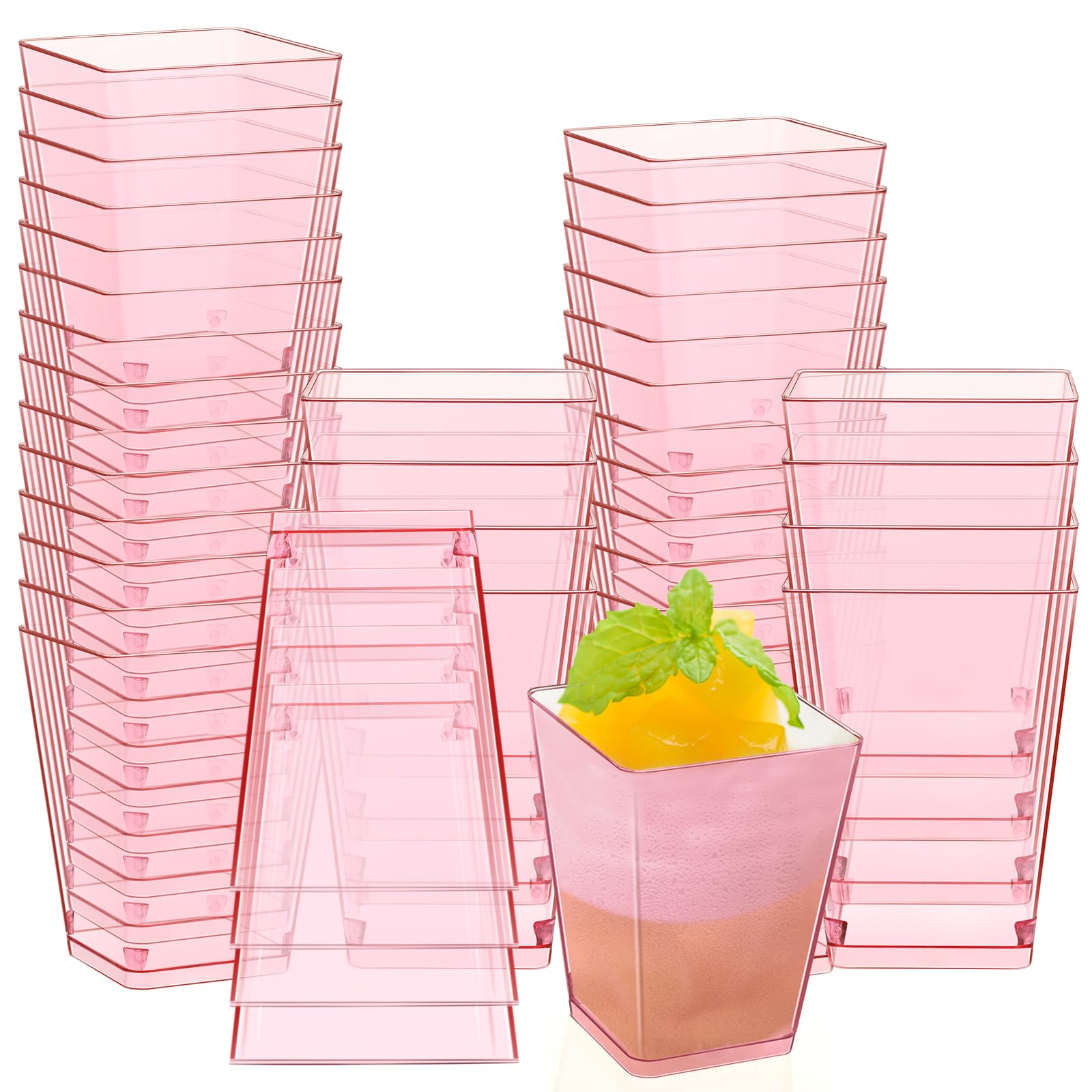 Mifoci 50 Pcs 5 Oz Plastic Dessert Cups Appetizer Cups For Parties Mini Square Disposable Dessert Cups Clear Parfait Cups Desser