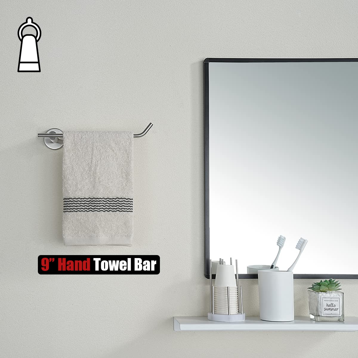 Jqk Hand Towel Bar, Stainless Steel Towel Ring For Bathroom, 9 Inch Necklace Holder Brushed Finish Wall Mount, Tr100-Bn