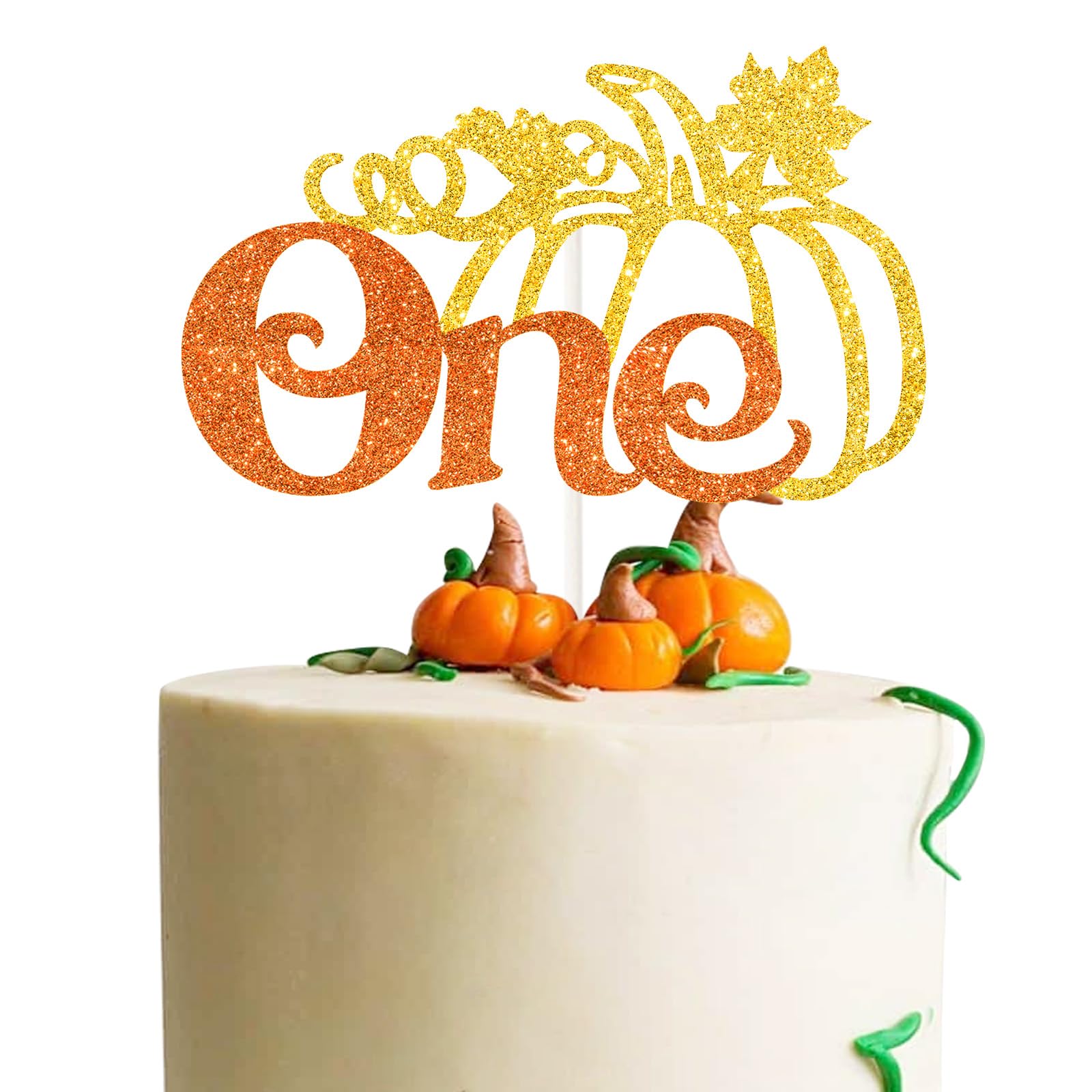 Pumpkin One Cake Topper - Fall Harvest Theme Pumpkin First Birthday Cake Decor - Autumn Baby Shower 1st Birthday Thanksgiving Pa