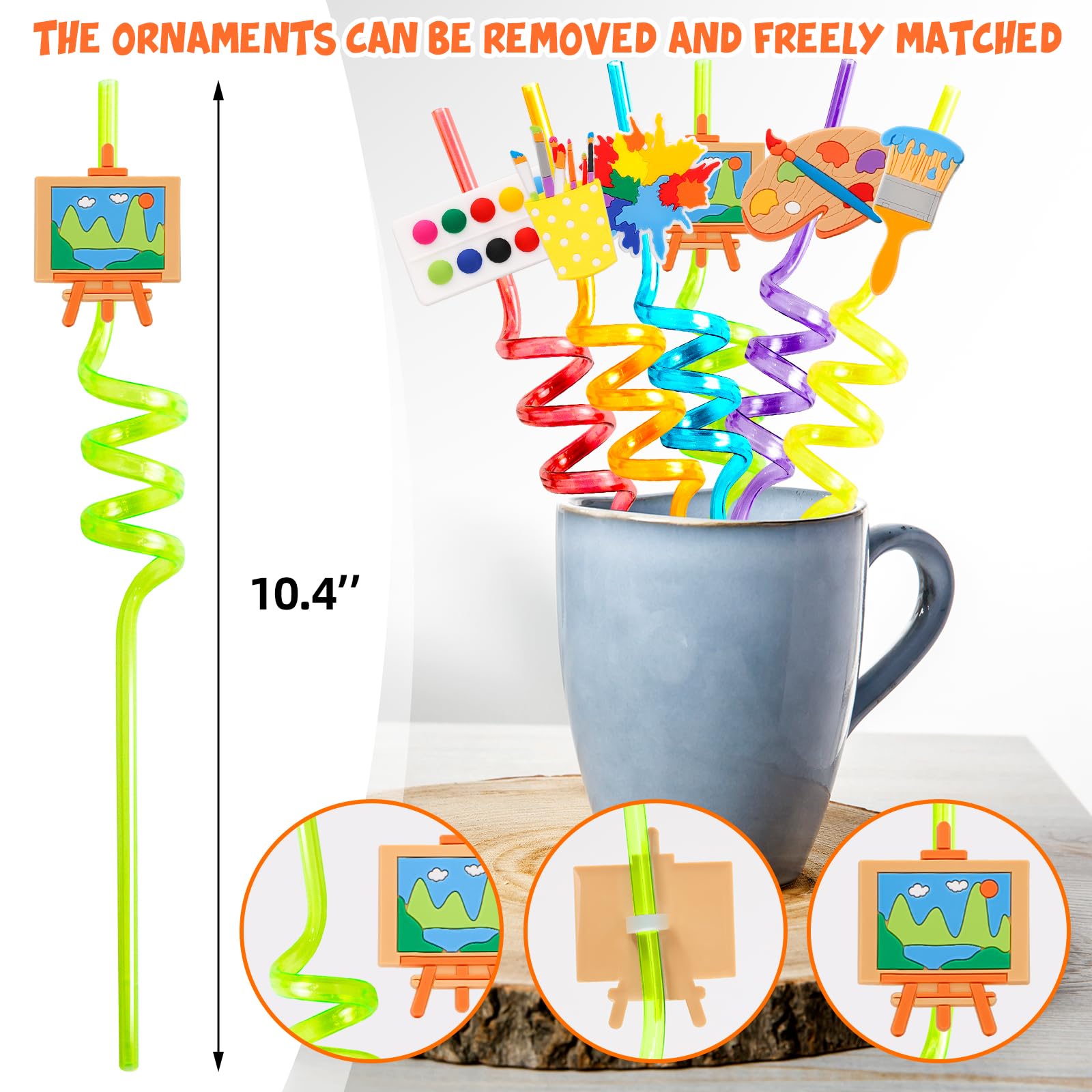 Art Painting Straws Art Party Favors For Kids Plastic Drinking Straw For Paint Birthday Back To School Party Supplies 24Pcs
