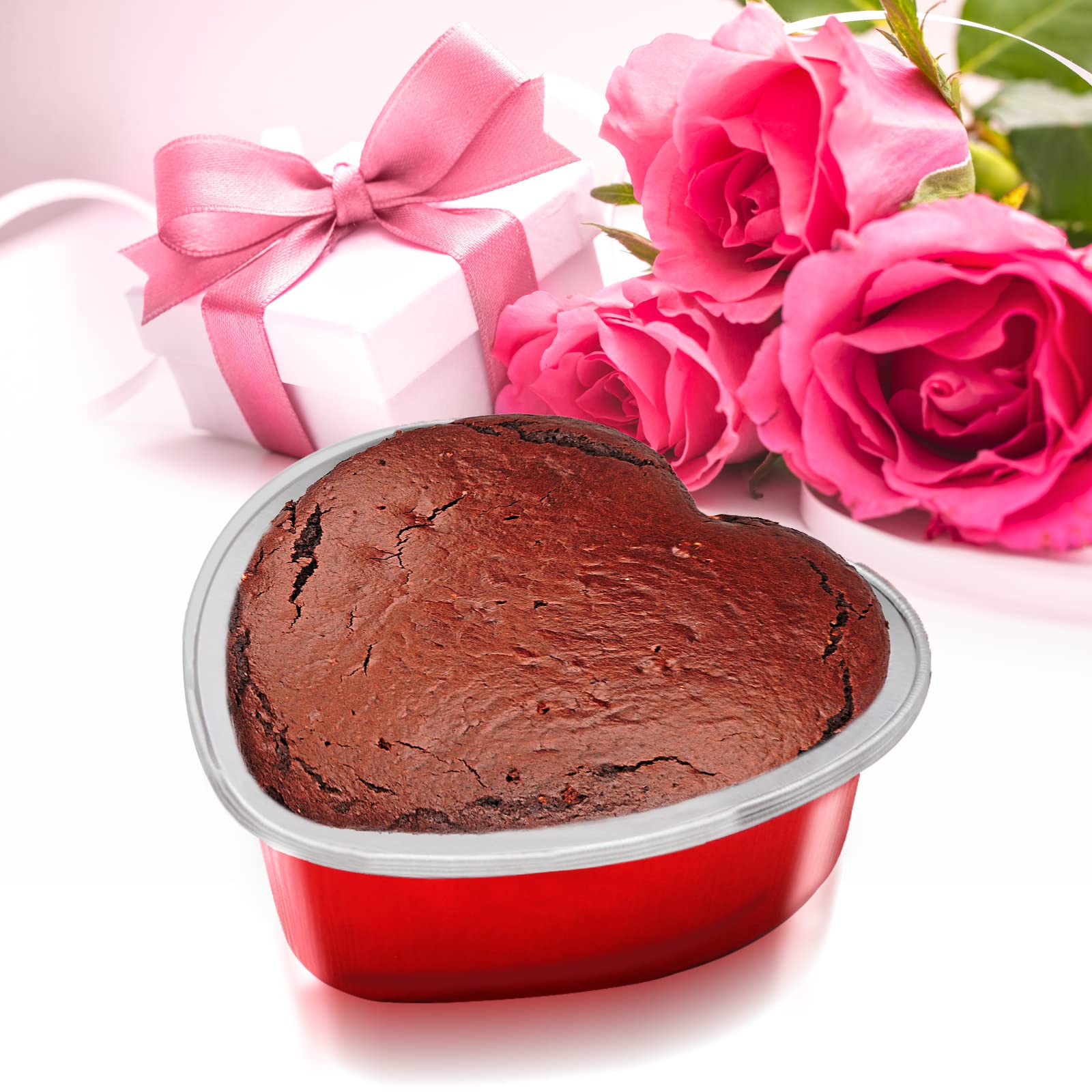 Ikkab 40 Sets Heart Shaped Cake Pans,Mini Cake Pans With Lids 100 Ml/ 3.5 Ounces Heart Cake Pan Mini Aluminum Pans With Lids,For