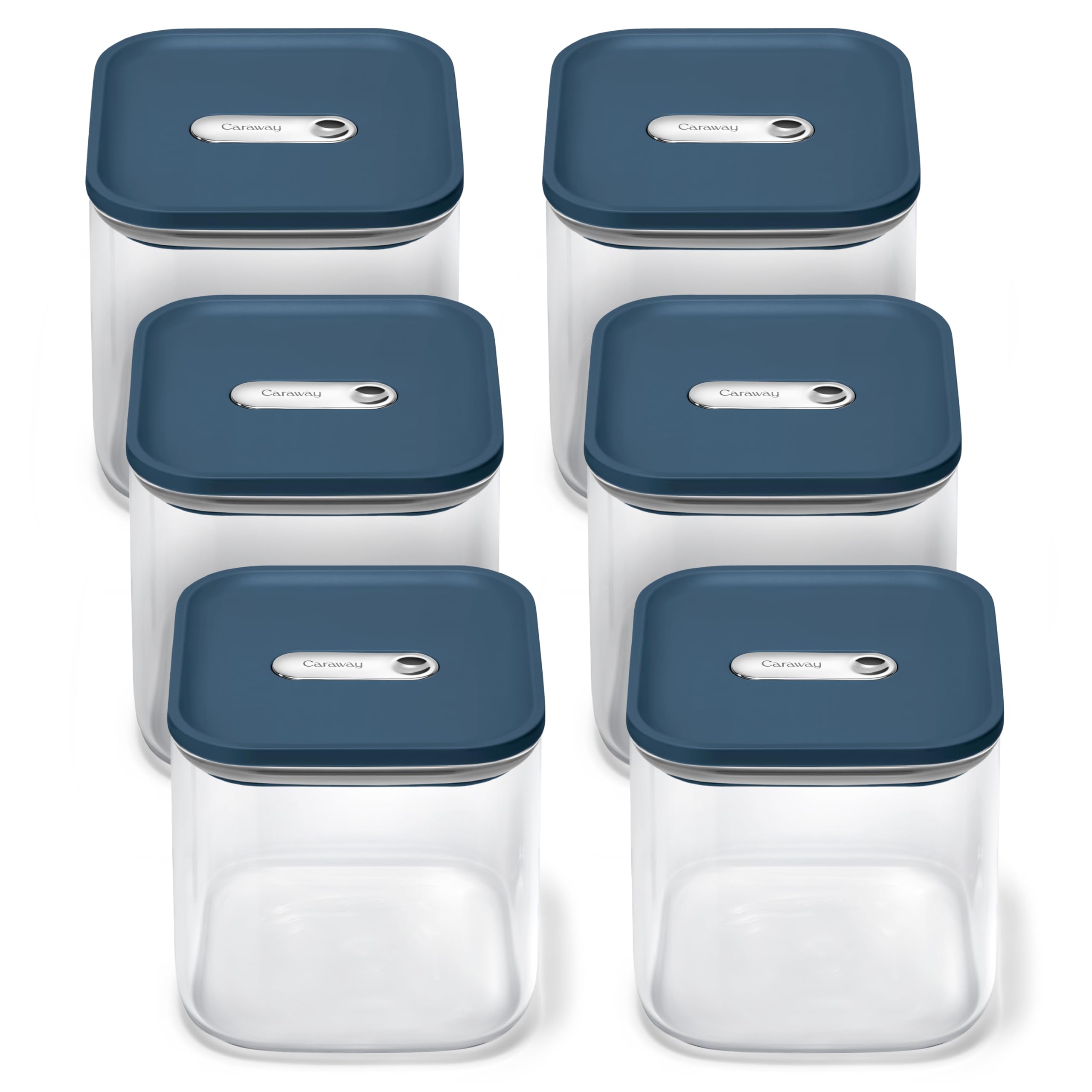 Caraway 2.5qt Glass Airtight Food Storage Containers with Lids - Non-Toxic, BPA-Free Kitchen Storage Container - Stackable, Spac