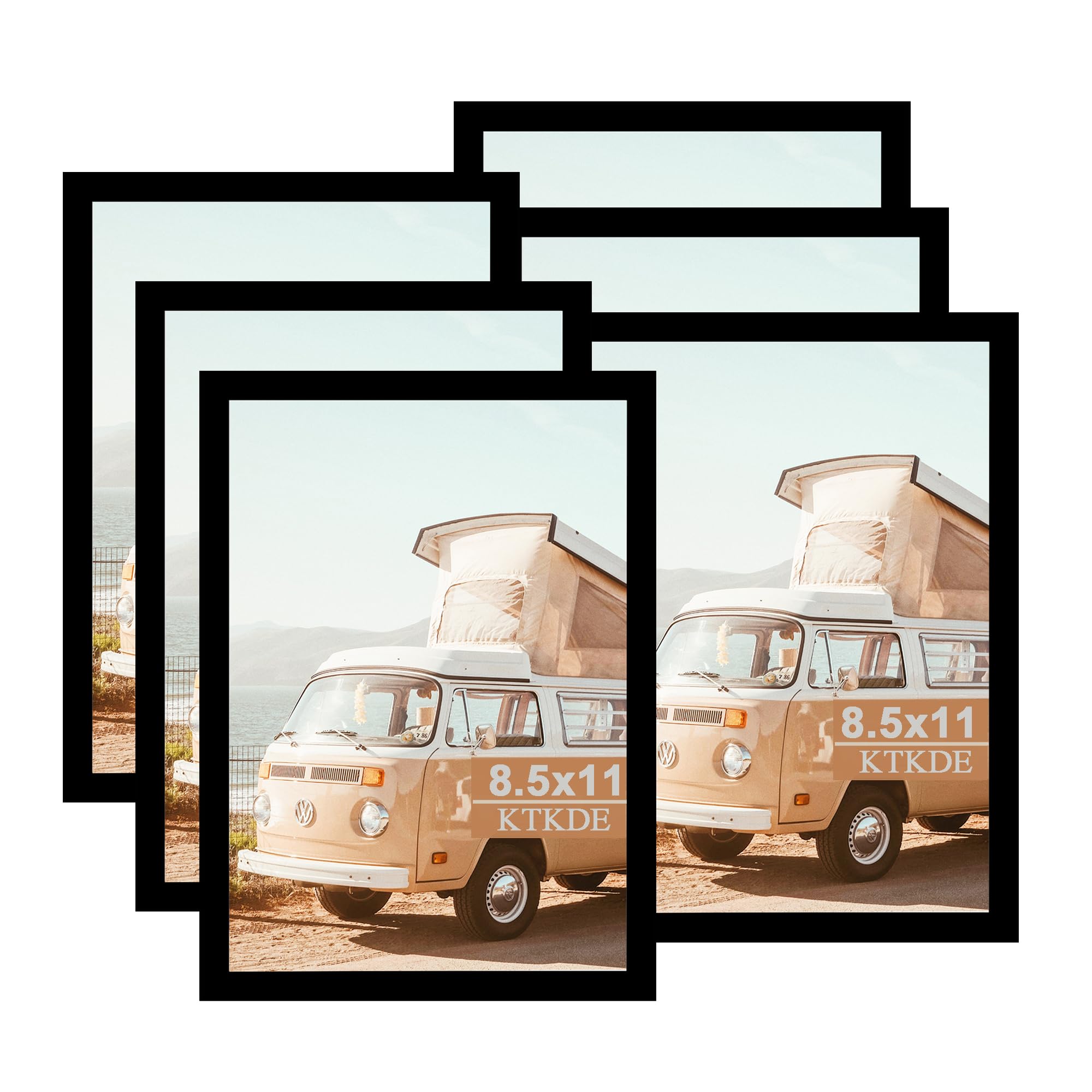 KTKDE 8.5x11 Picture Frame Certificate Document Frame 6 Pack Diploma Frames, Poster and Photo, Horizontal and Vertical Formats f