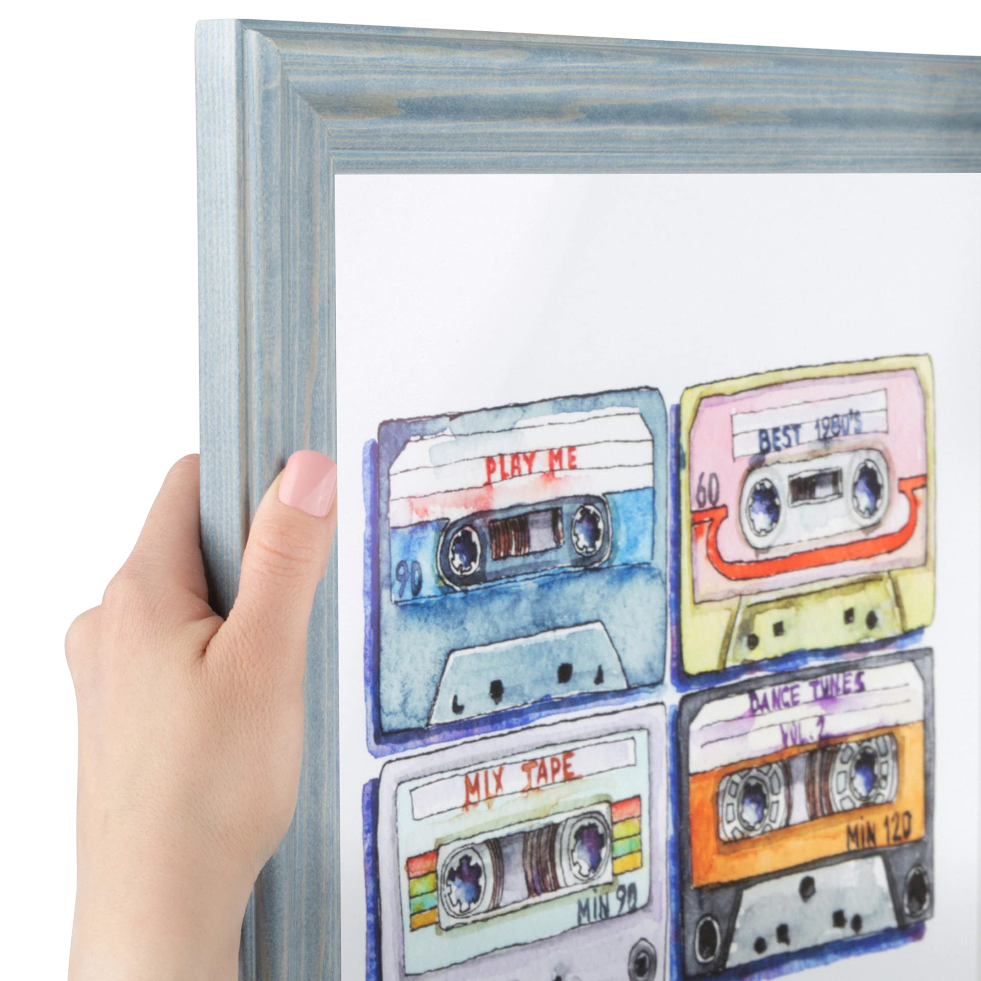 ArtToFrames WOM0066-56673-YBLU-16x24 Barnwood Wood Picture Frame, 16 x 24, Blue