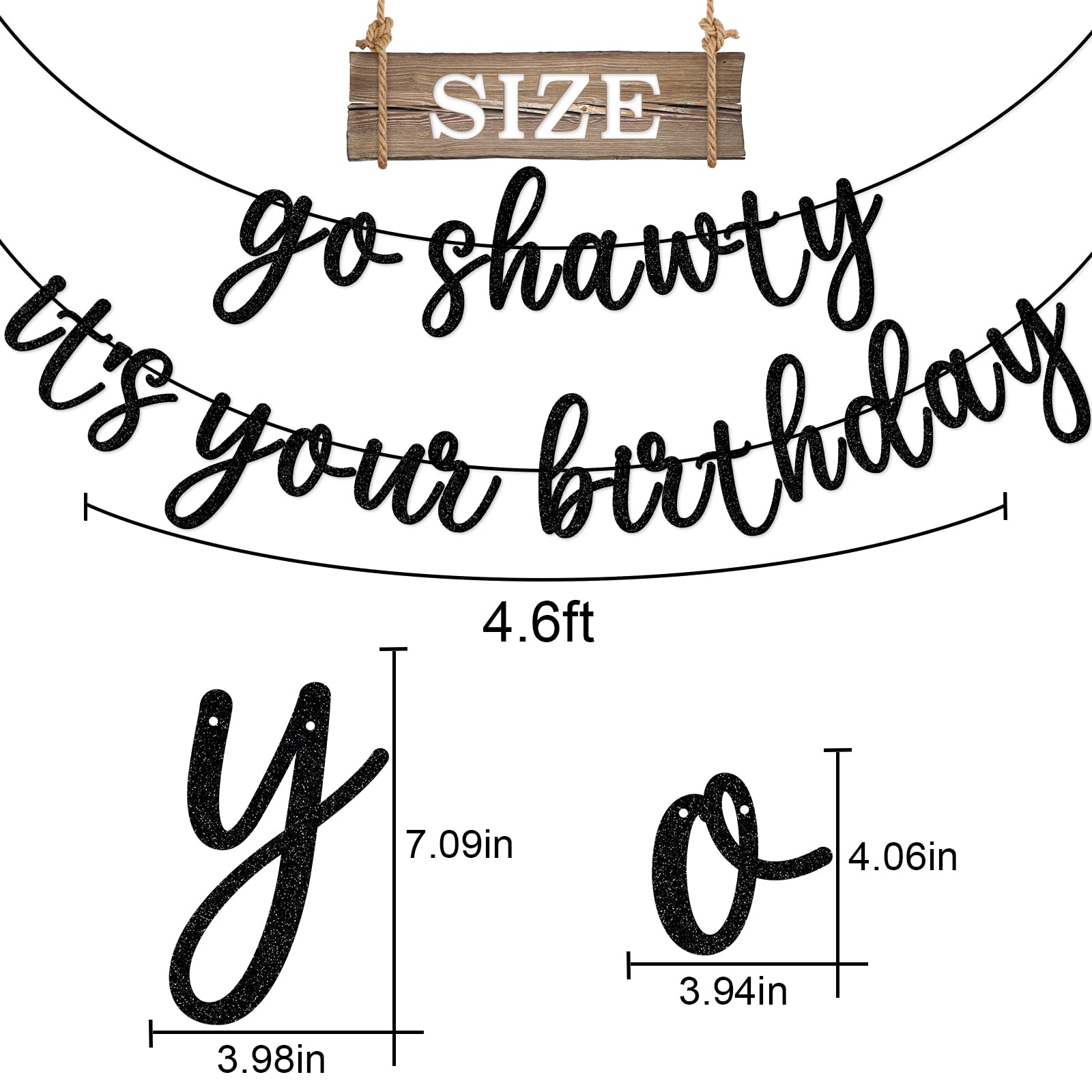 Go Shawty It'S Your Birthday Banner, Hip Hop Birthday Party Decorations Supplies, Rap Theme Bday Bunting Sign, Pre-Strung, Photo