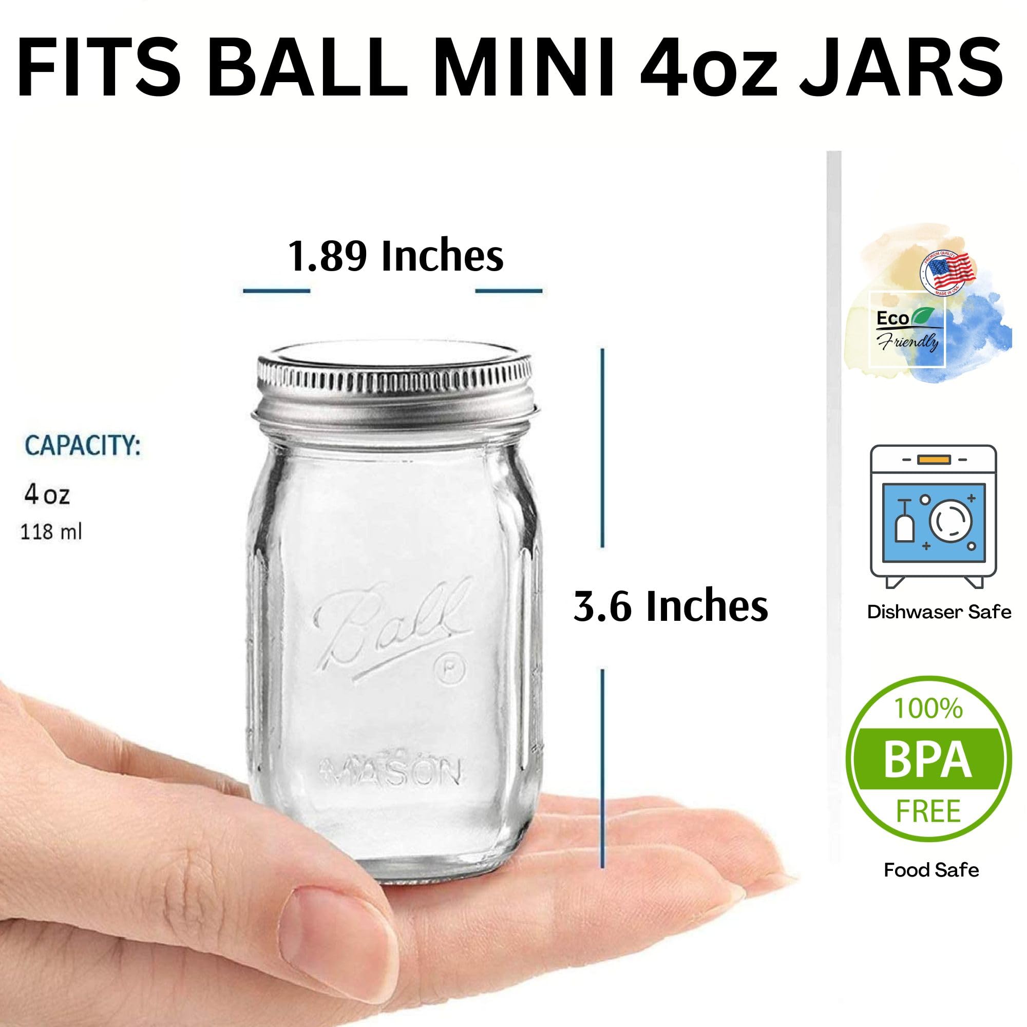 Jarming Collections 4 Oz Miniature Storage Jar Spice Lids - Plastic Pour & Shaker Lids For Miniature Storage Jars - Fits 4 Oz Mi