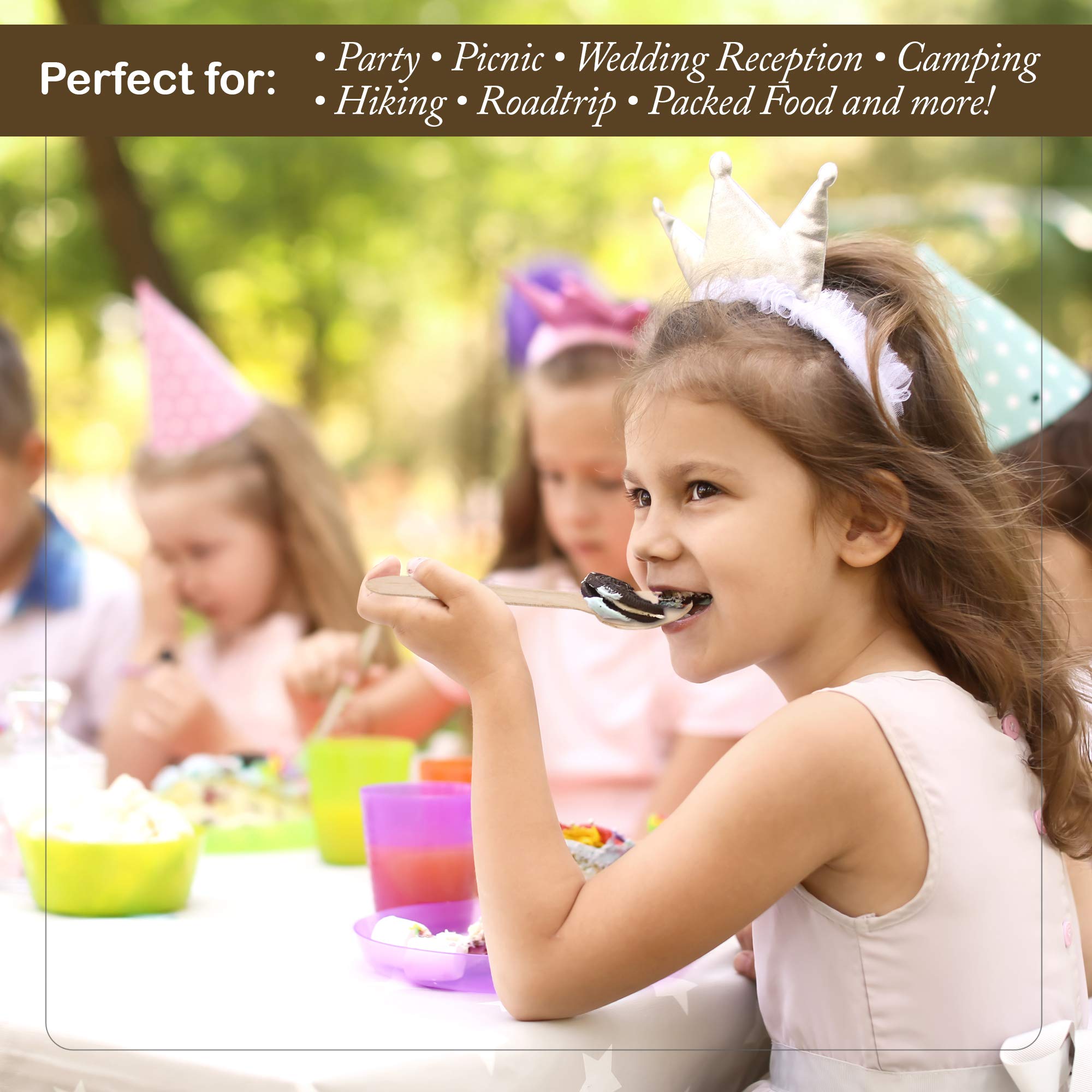 Matana - 100% Natural Disposable Bamboo Wooden Spoons 5.5'' Inch (200 Pack) - Compostable Cutlery, Biodegradable Utensils For Ga