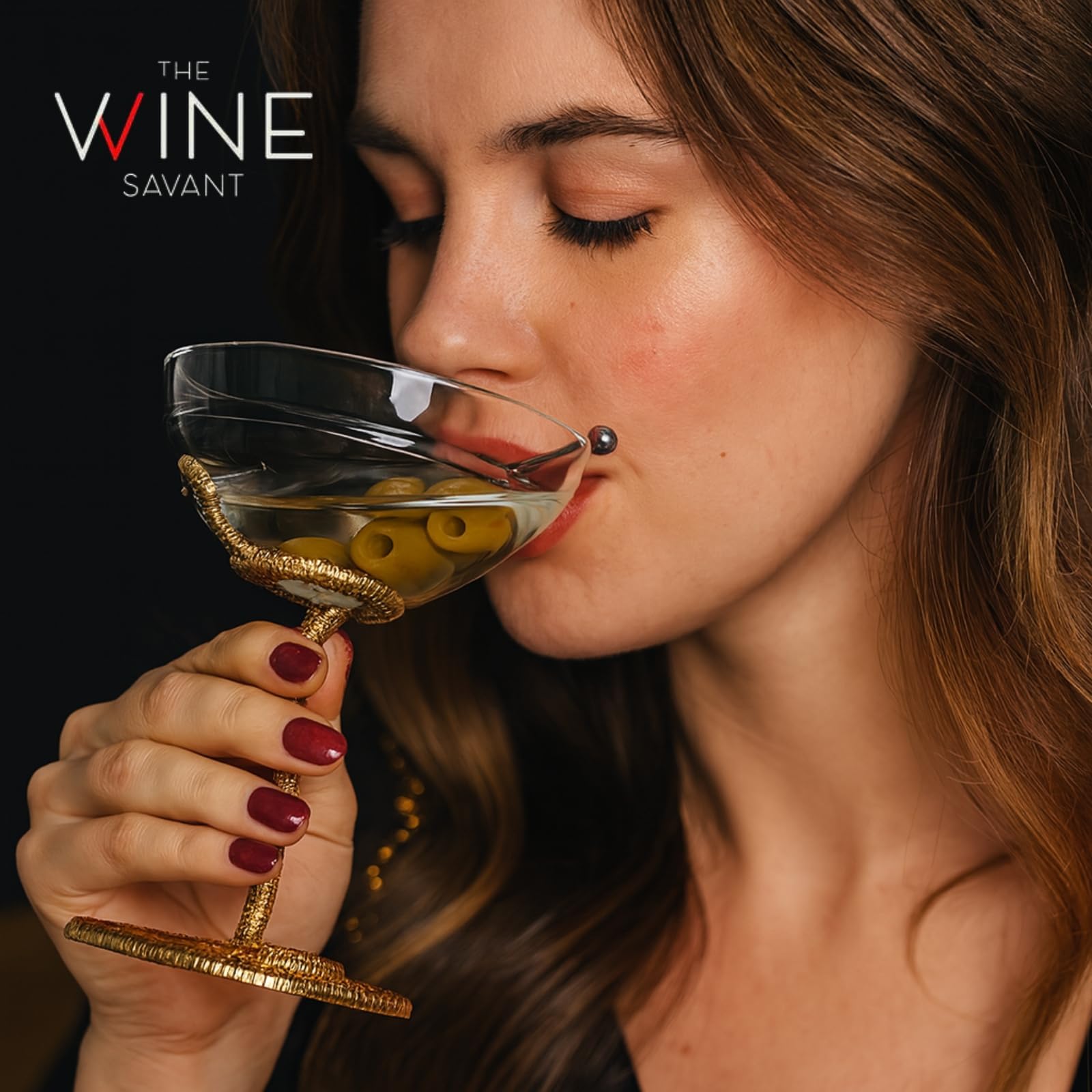 Snake Serpent Cocktail Glasses - 2 Set Gold Design Unique Reptile Inspired Barware