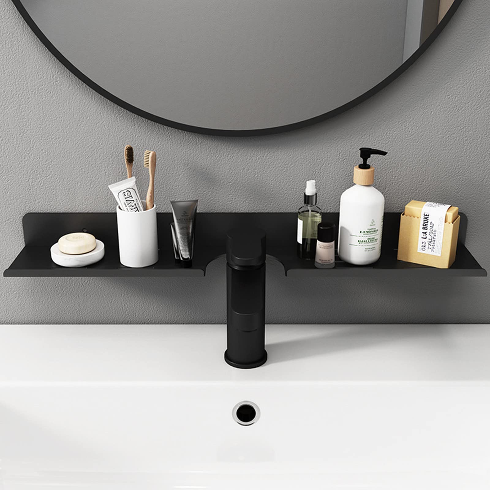 Royalita 24 Inch Acrylic Bathroom Shelf Organizer Over The Faucet, Over The Sink Shelf Bathroom Decor, Bathroom Sink Shelf Over