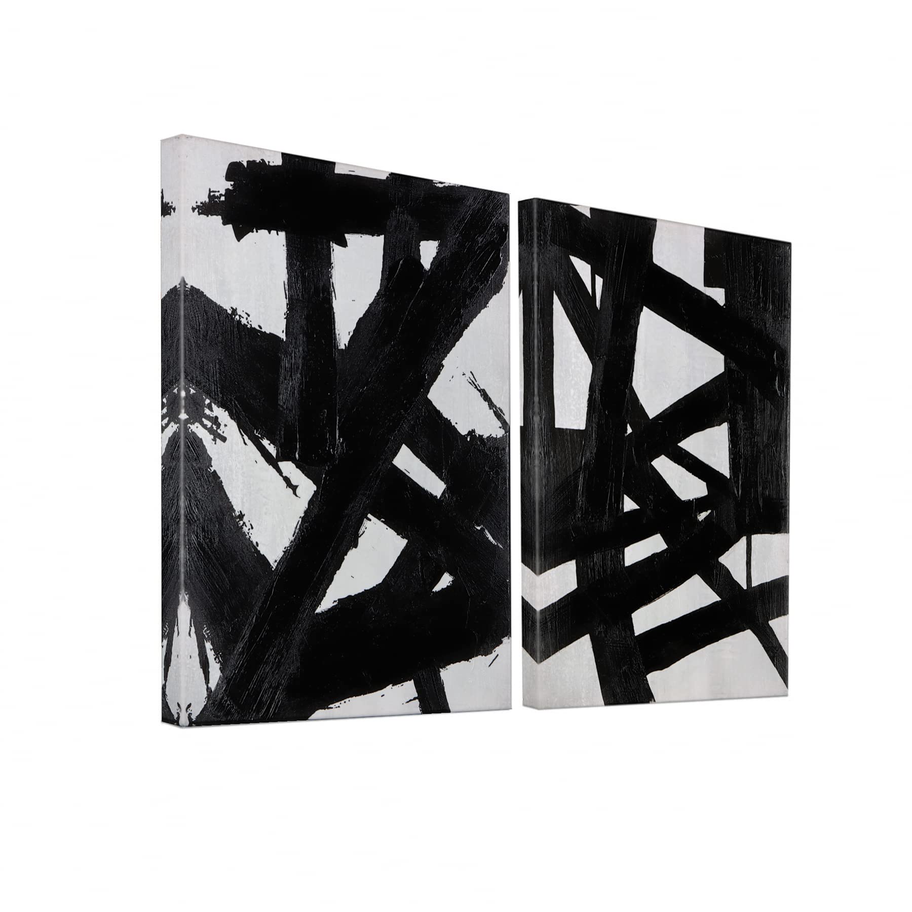 Zessonic Black And White Abstract Wall Art - Black Painting Stroke Graffiti Artwork For Living Room, Bedroom, Office Decor,12''